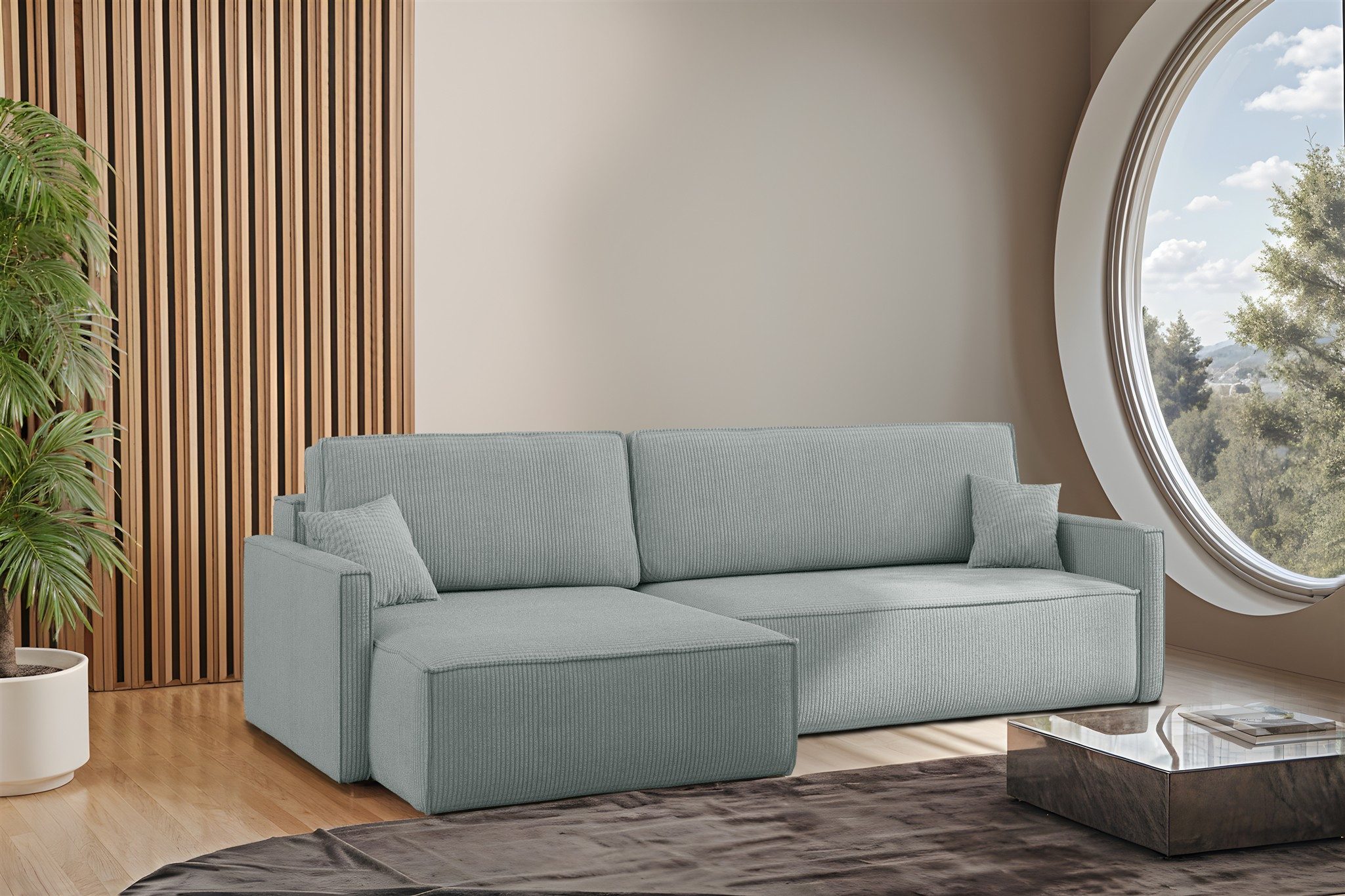Fun Möbel Ecksofa Schlafsofa Sofa FUN MARIUS in Stoff, inkl. 2 Zierkissen, Inkl. Bettkasten