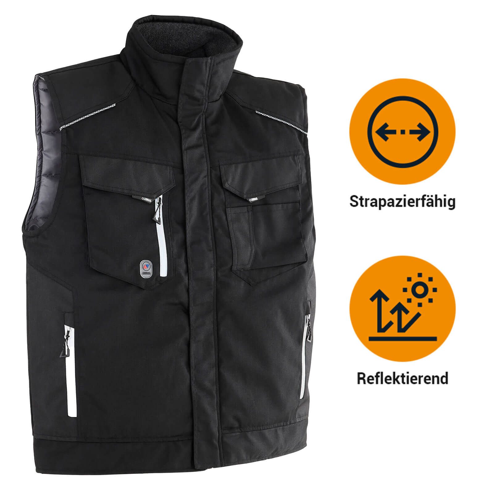 Terrax Workwear Arbeitsweste Wattierte Arbeitsweste Herren Weste für Handwerk und Arbeit Modern mit Stehkragen