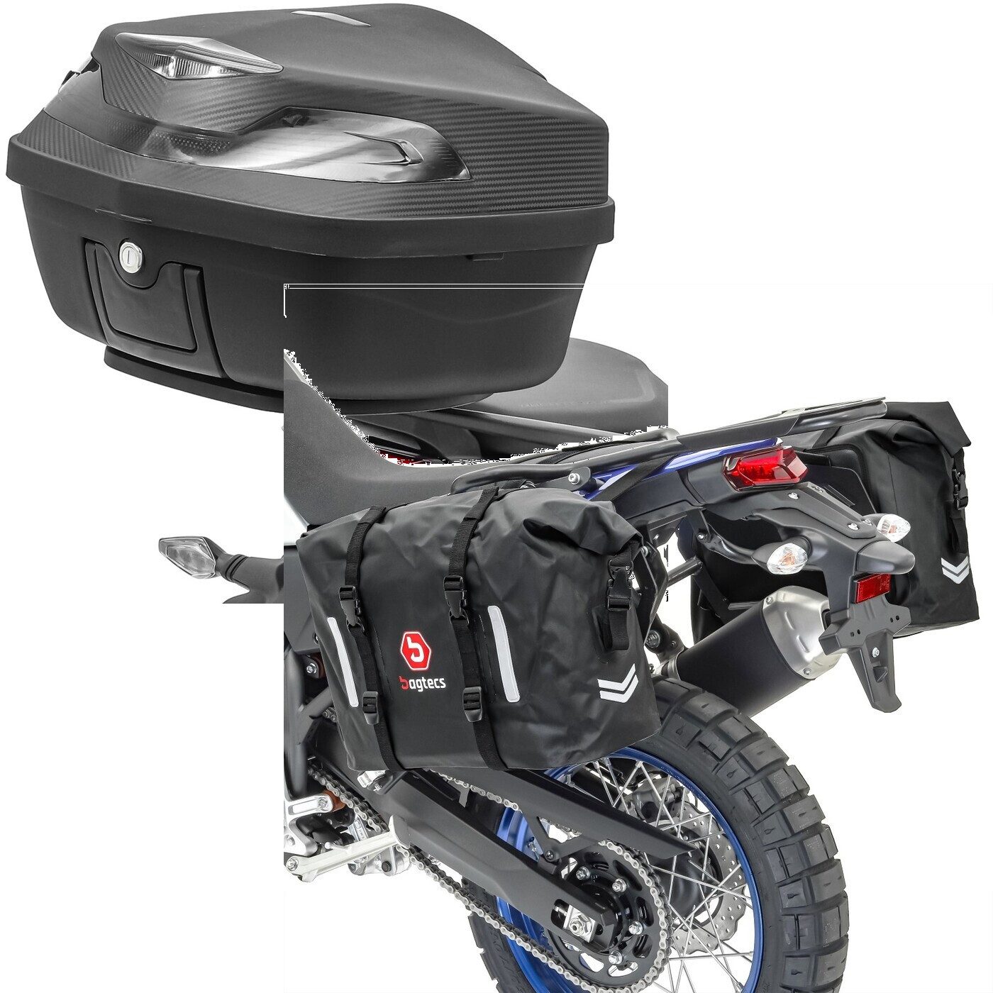 Reisetasche Set: Motorrad Topcase XK48 univ. 48 Liter sw # mit Motorrad Satteltasc