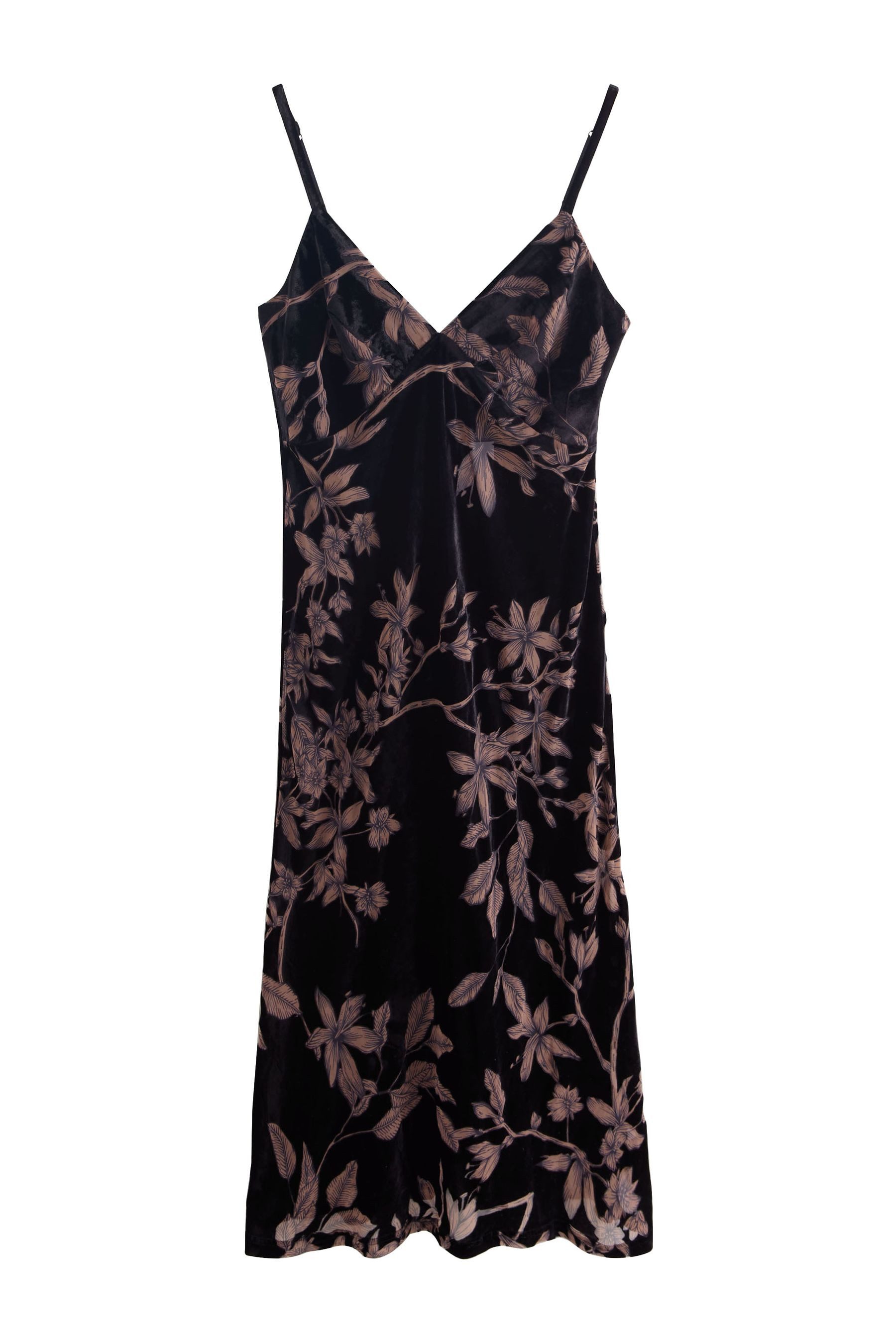 Next Nachthemd Schlupfkleid aus Samt mit Blumenmuster (1-tlg)