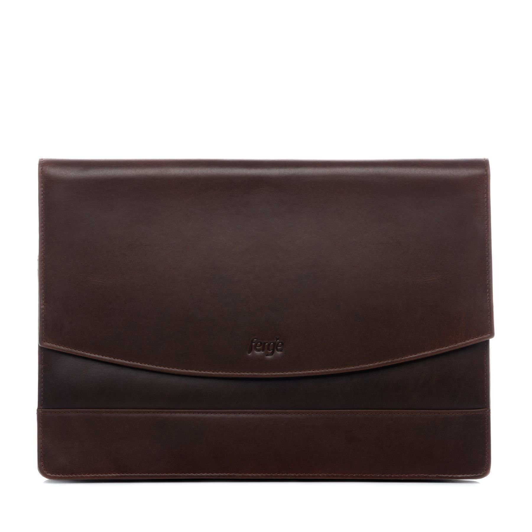 FERGÉ Businesstasche echt Leder Organizer groß Ledertasche braun-A4 TODD, Schreibmappe Echtleder für Damen & Herren, Organizer braun