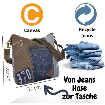 Sunsa Umhängetasche Jeanstasche CrossbodyTasche 52247, Mit abnehmbaren Schulterriemen, recycelter Jeansstoff