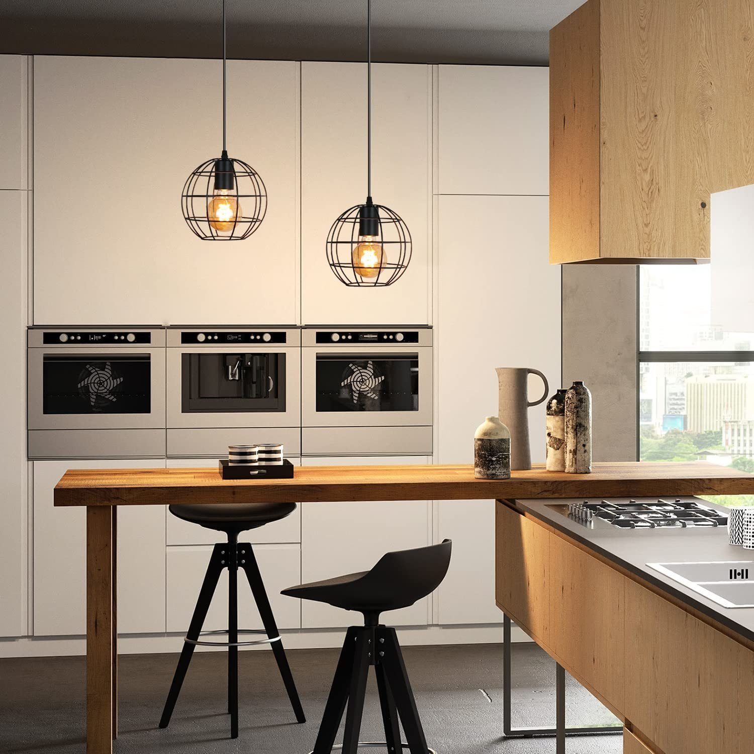 ZMH Pendelleuchte Esstisch Schwarz Retro höhenverstellbar Industrial Deko E günstig online kaufen