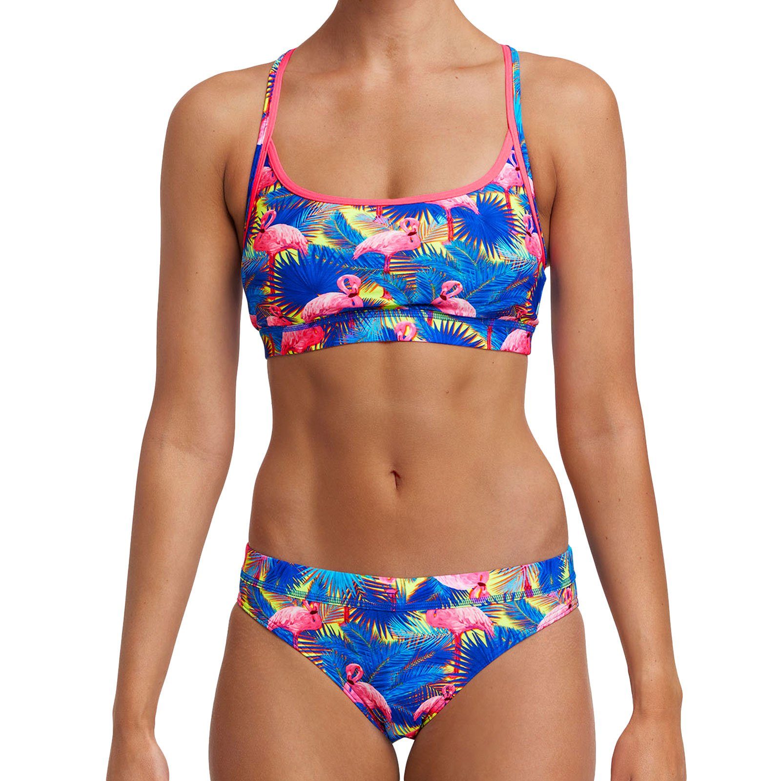 Funkita Bustier-Bikini Palmen kräftigen und Mingo Magic mit in Flamingos Farben