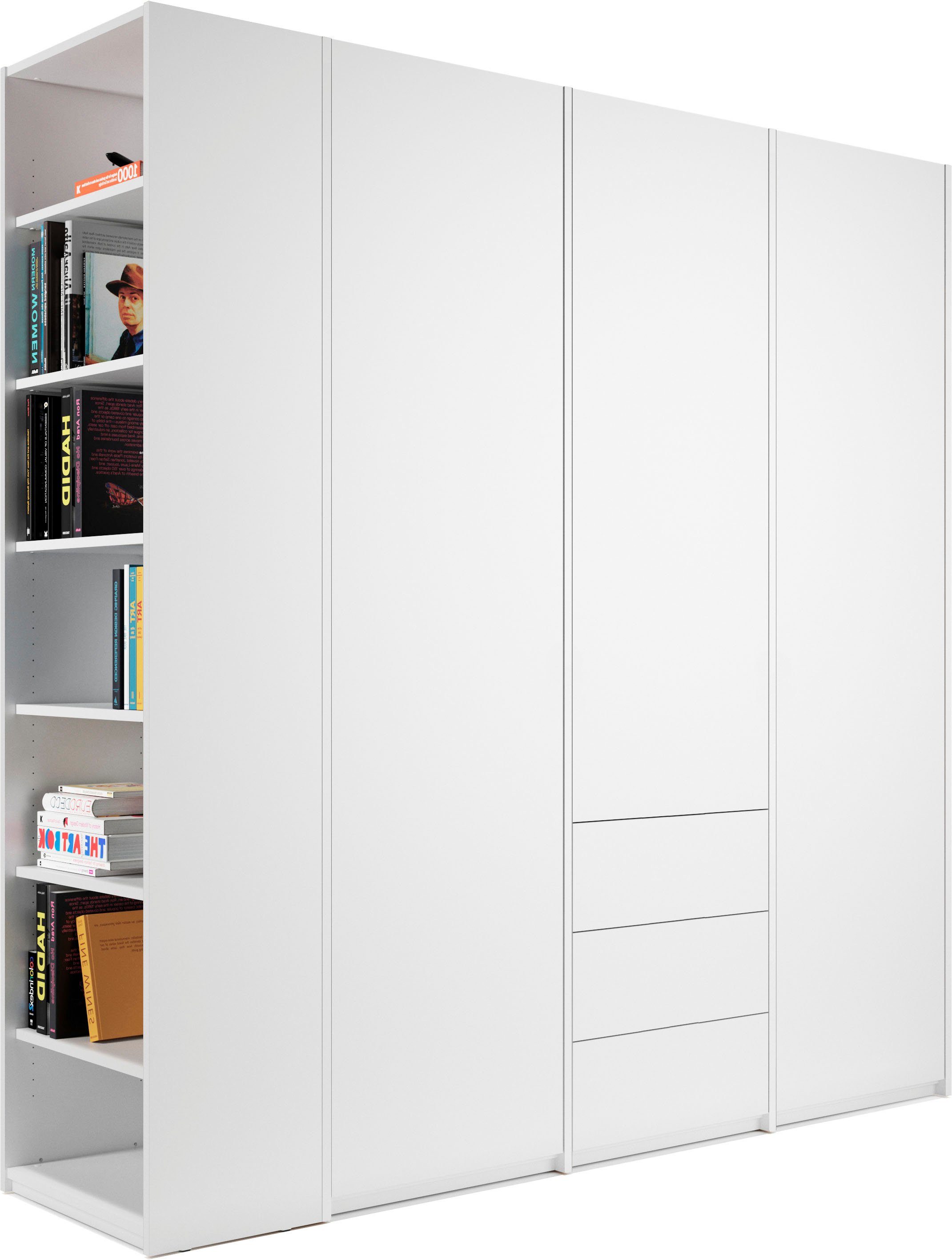 oder Modular Kleiderschrank weiß 3 3 geräumige Anbauregal LIVING Müller links | Plus Variante weiß rechts Schubladen, montierbar SMALL