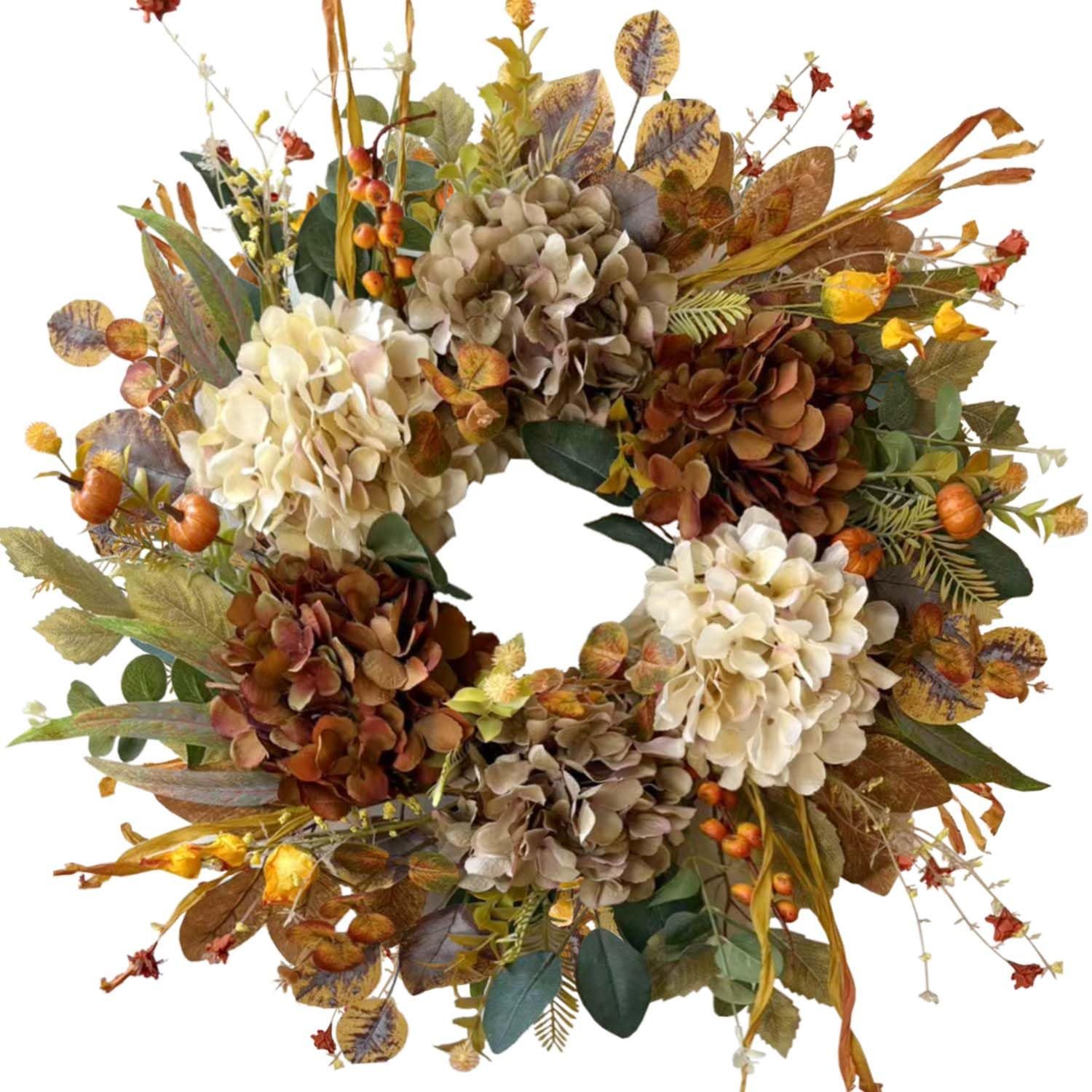 Bomiclss Dekokranz Herbstkranz für die Haustür,Herbstkranz im rustikalen Stil (55 cm), Basis aus Zweigen, Thanksgiving-Deko im …