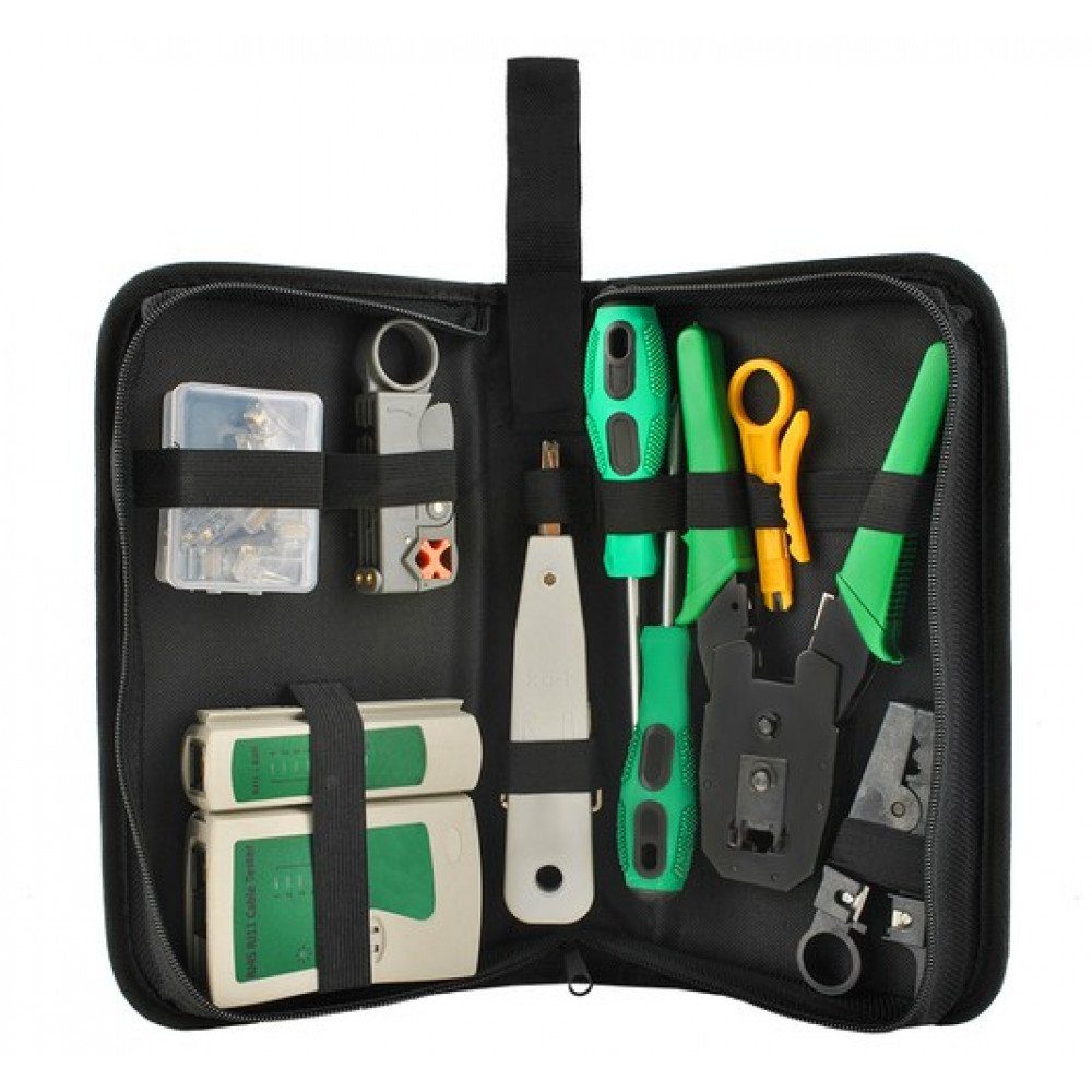 Gripzange Profi Netzwerk Werkzeug-Set Elektronik Crimpzange LSA Kabeltester RJ45