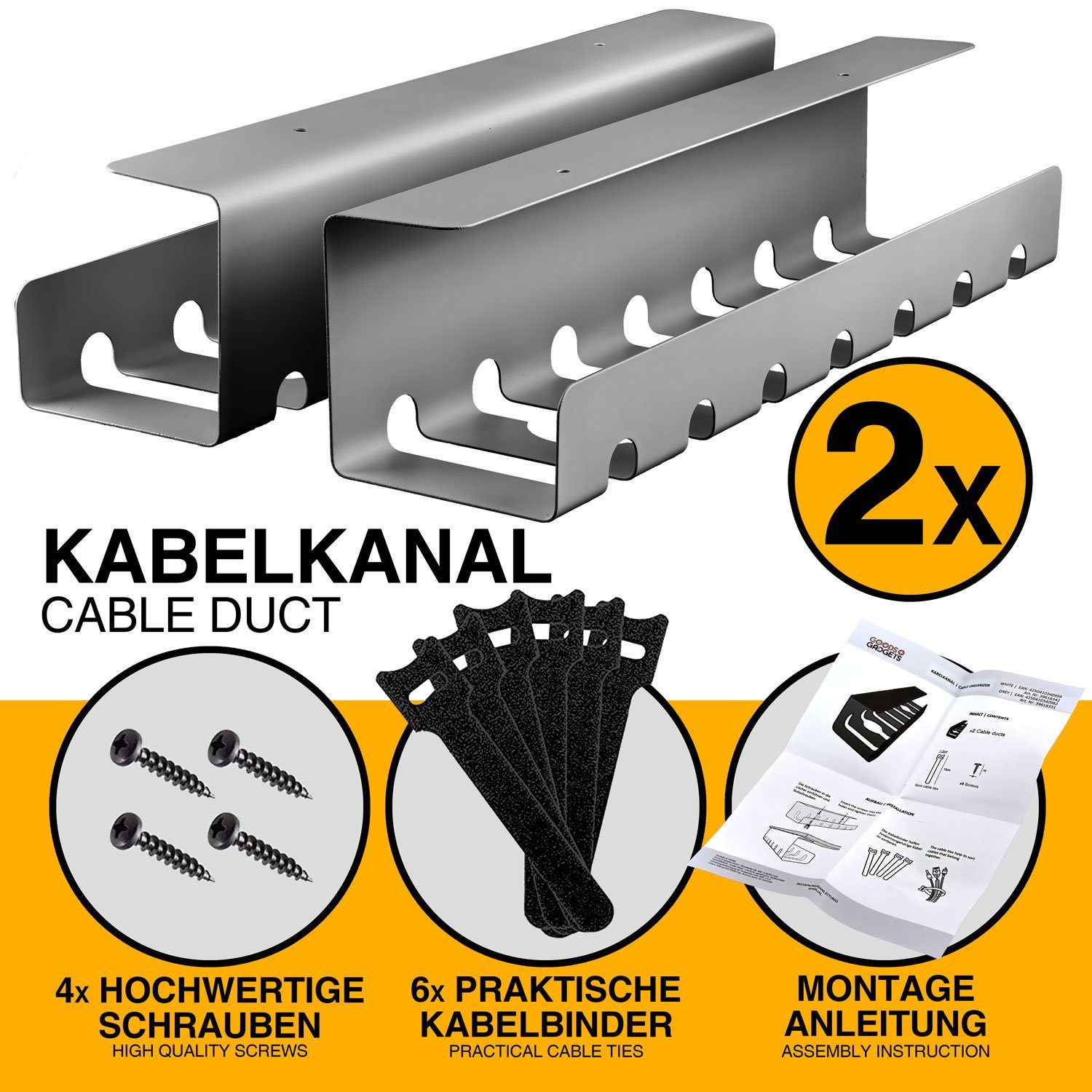 Goods+Gadgets Kabelkanal Goods+Gadgets Kabelkanal – Kabelmanagement Schreibtisch & Kabelhalter (Kabelhalter, Kabelwanne, Kabelkorb, 2-St) – Bild 5 von 5