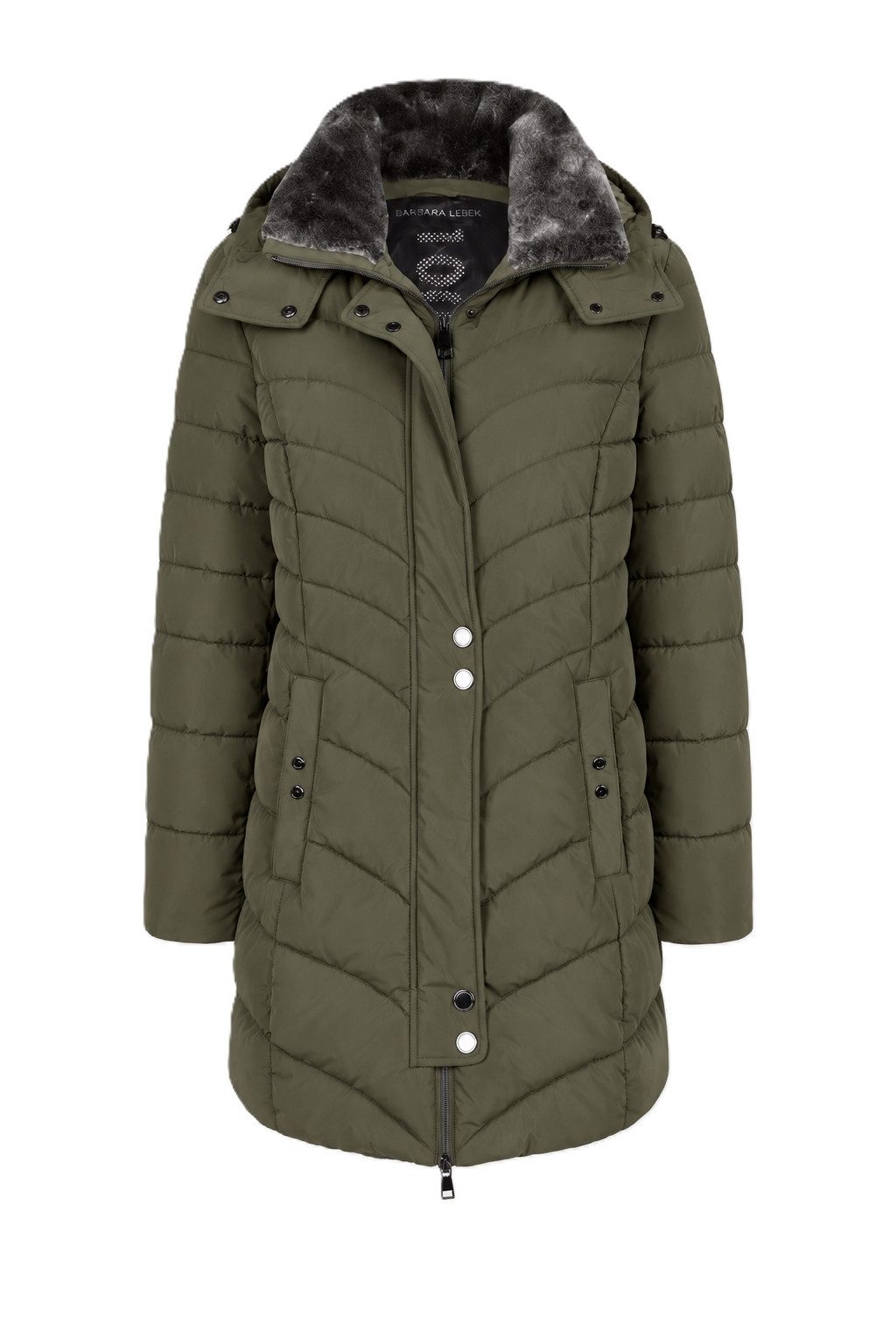 Barbara Lebek Wintermantel - Modische Steppjacke mit Webpelz und Kapuze für Damen