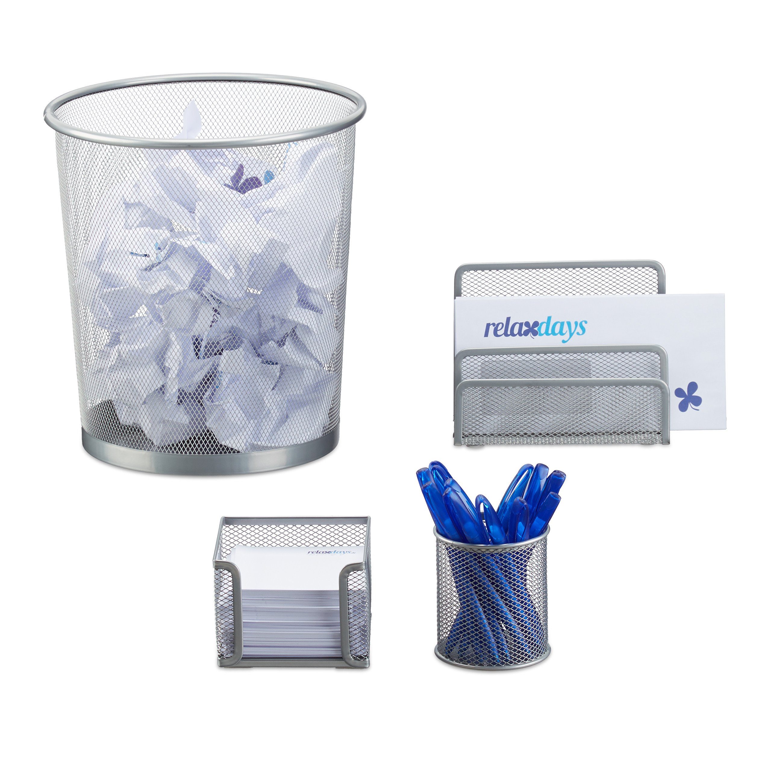 relaxdays Schreibtischaufsatz Schreibtisch Organizer Set, 4-teilig, günstig online kaufen