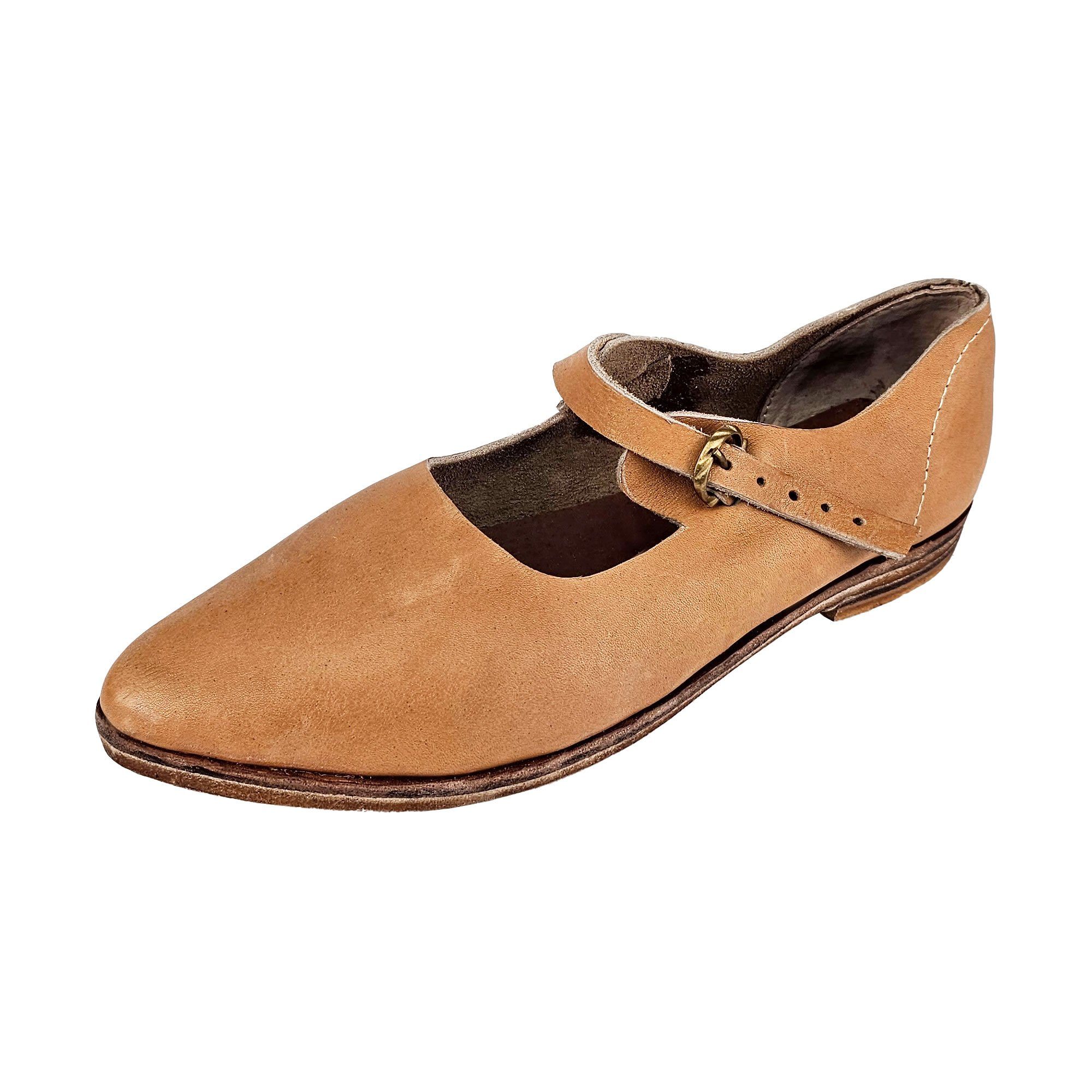 Ritter-Kostüm Spätmittelalter Riemchenschuhe Naturbraun