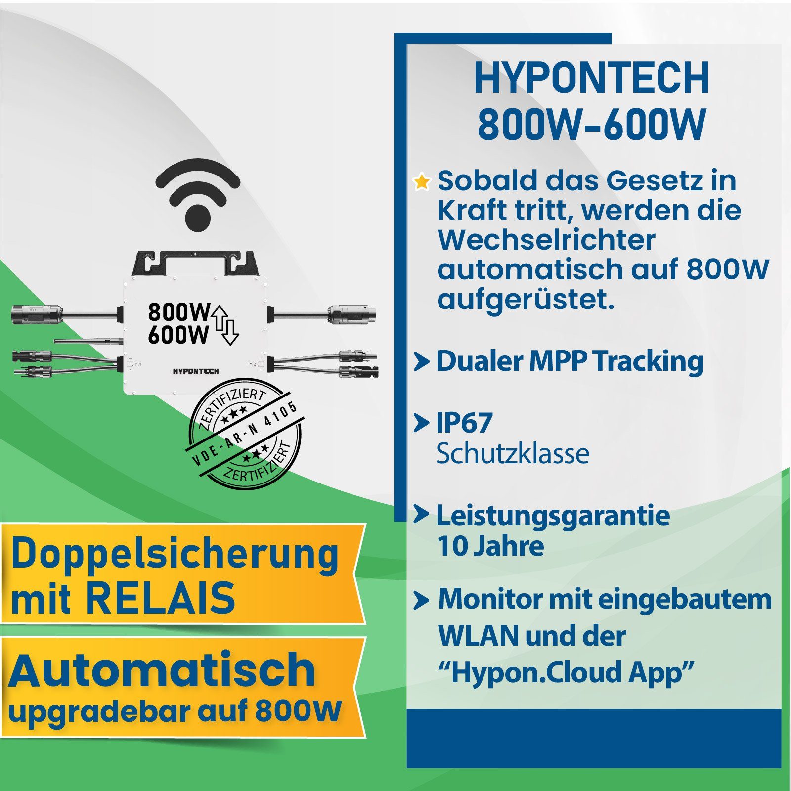 Ost-West PV-Montage 830W Upgradefähiger Solaranlage Halterung, WIFI 800W Balkonkraftwerk Hypontech Aufständerung EPP.Solar Wechselrichter