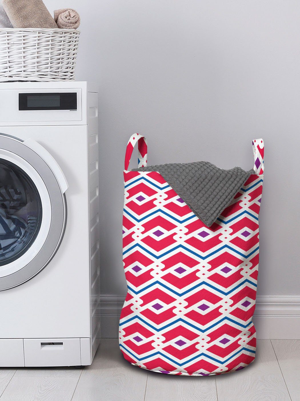 Wäschesäckchen für Abakuhaus kreative Wäschekorb mit Kordelzugverschluss Waschsalons, Griffen Symmetrie Geometrisch Moderne