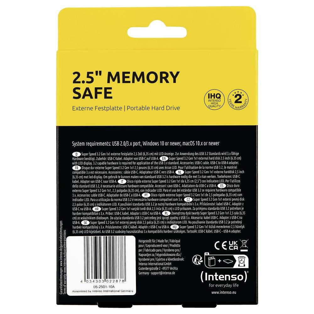 Intenso Memory Safe 2 TB Externe Festplatte 6.35 cm (2.5 Zoll) Micro-USB B HDD-Festplatte (2 TB)