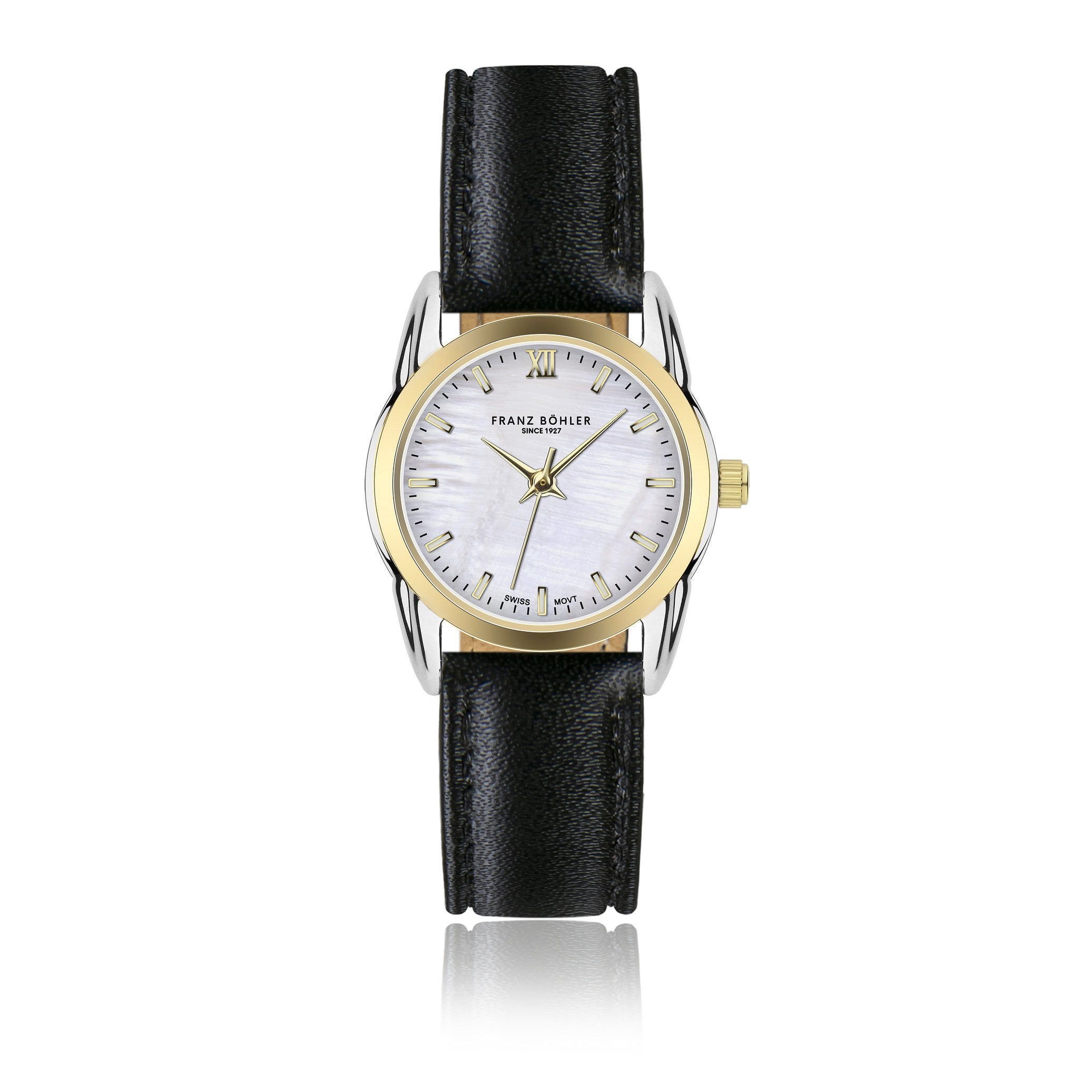 FRANZ BÖHLER Quarzuhr BC4-S014S Champex Silver&Gold – gepolstert und glatt vernäht