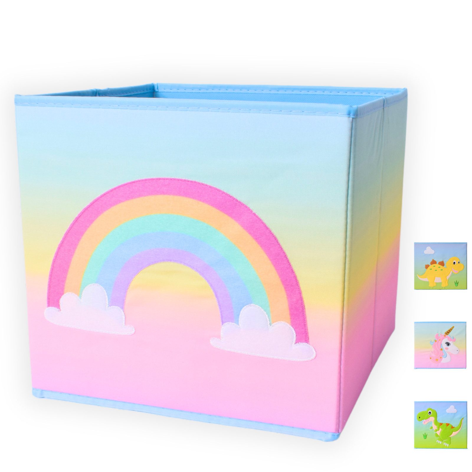 TE-Trend Aufbewahrungsbox Regenbogen Motiv Box Korb Kinderzimmer Spielkiste, Mit Motiv und faltbar