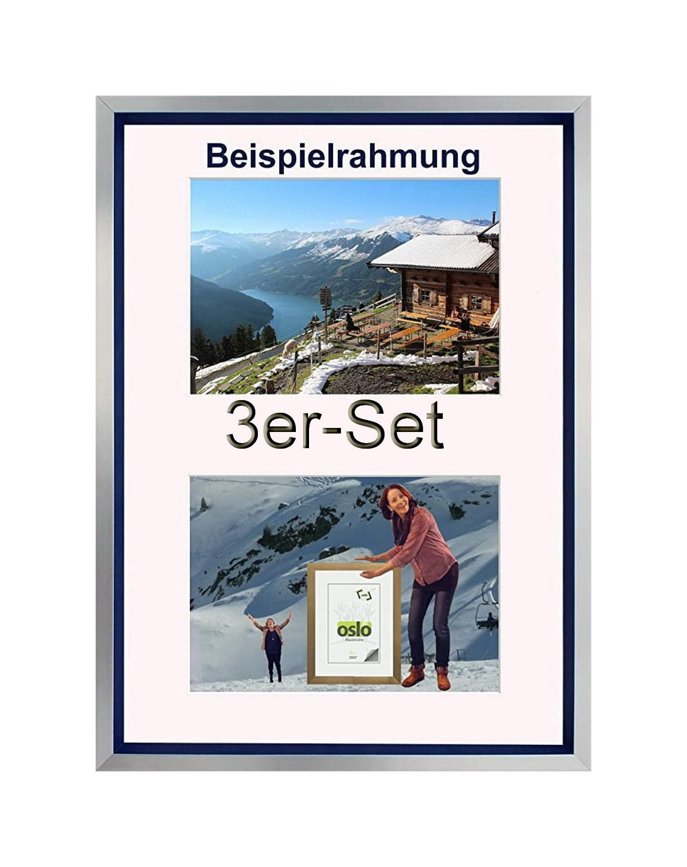 Oslo MasterLine Bilderrahmen-Set Bilderrahmen Kunststoff silber günstig online kaufen
