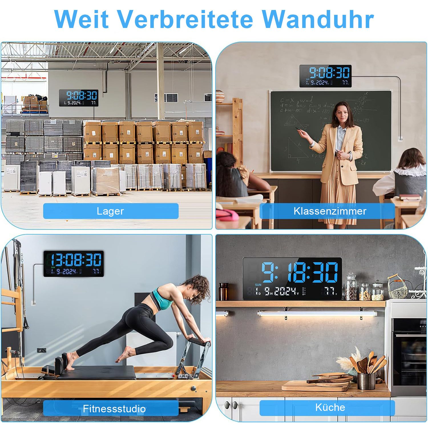 OKWISH Wanduhr 15,5 Zoll LED Digitale Tischuhr Wandwecker (mit Uhrzeit Datu günstig online kaufen