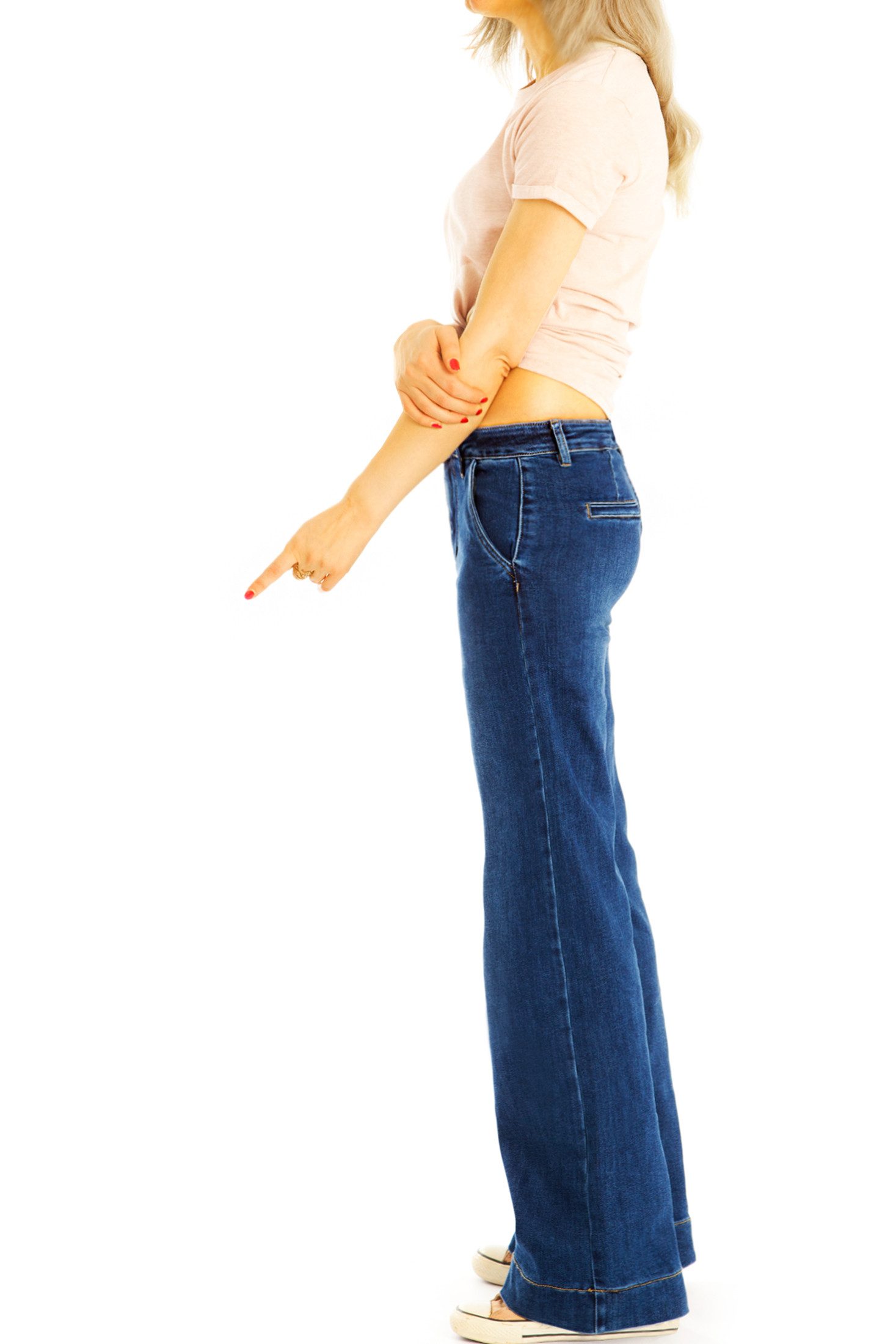 be styled Schlagjeans Medium waist Loose fit Bootcut Jeans dunkelblau - Damen - j45L-1 mit Stretch-Anteil – Bild 5 von 5