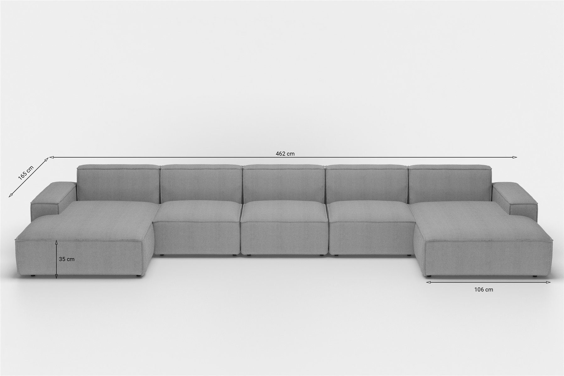 inkl. Wohnlandschaft Rundumbezug XL Stoff, Möbel Zierkissen, 2 in CESINA Sofa U-Form Fun