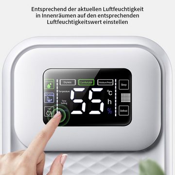 yozhiqu Luftentfeuchter 60W Entfeuchter:Effiziente Lufttrocknung mit Smart Timer und Ionisator, Zusatztrocknung, Timerfunktion, Schlafmodus, Luftfeuchtigkeitsanzeige