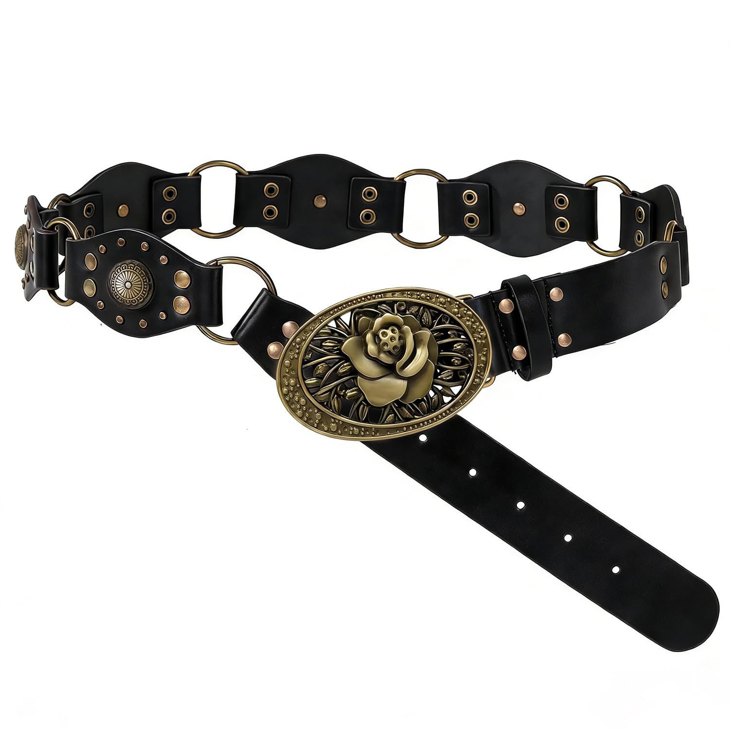 nsihing Taillengürtel Concho Gürtel für Damen Breiter Boho Westerngürtel Boho Taillengürtel für Kleider Röcke und Jeans