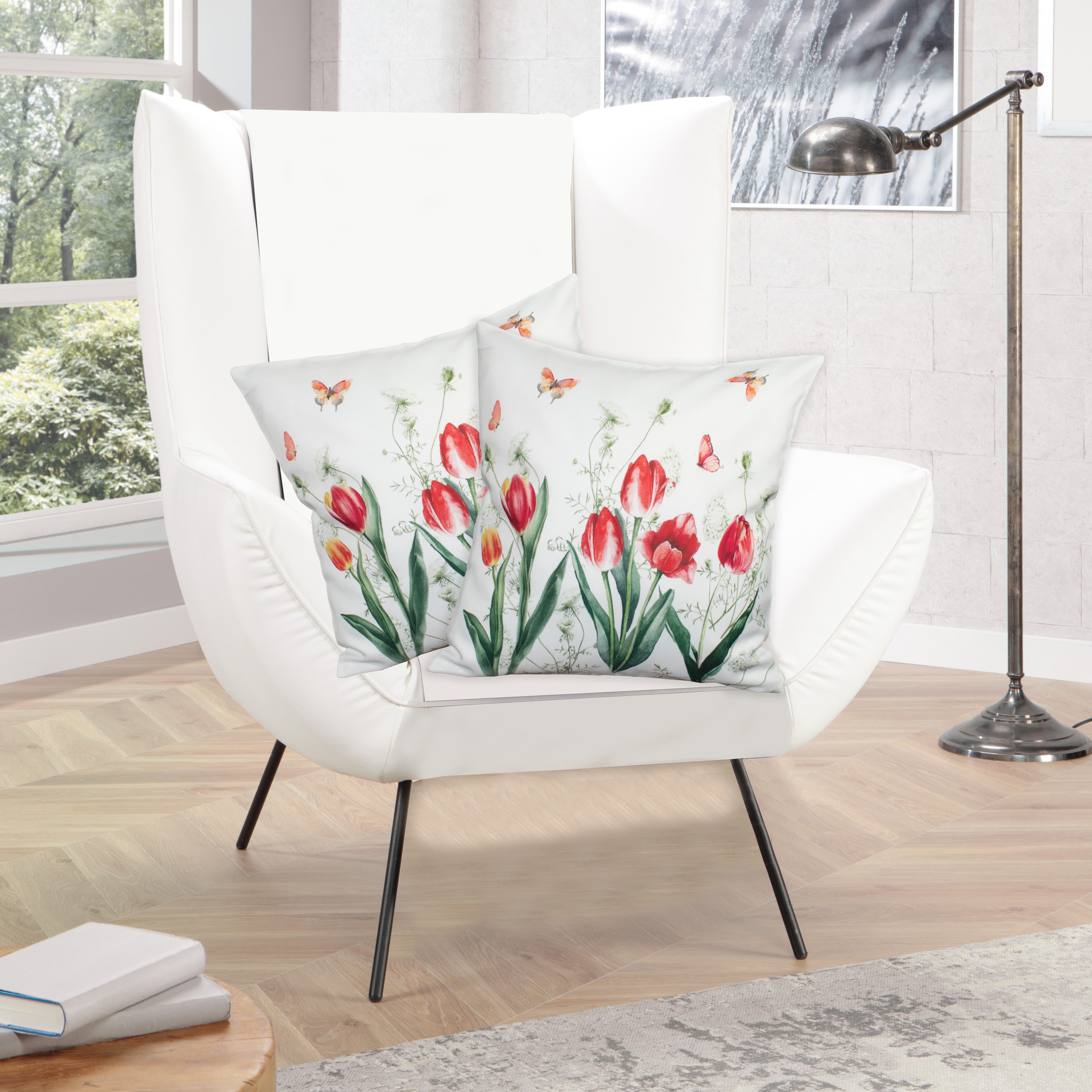 Delindo Lifestyle Kissenbezug TULPEN Frühling, (2 Stück), mit verdecktem Re günstig online kaufen