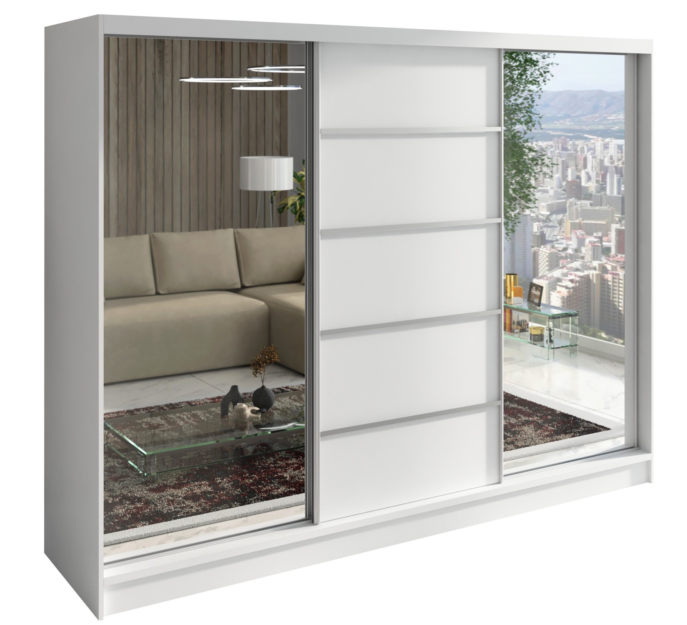 A&J MöbelLand GmbH Schiebetürenschrank TOP, 3-türig Schrank 200 cm mit Schubladen und Spiegel (TOP ANGEBOT! Geräumiger Schrank mit einer Breite von 200 cm und Spiegel, ideal zur Aufbewahrung von Kleidung und Accessoires. 3 Schubladen und viel Stauraum. TOP PRODUKT! Wählen Sie das ideale Modell für Ihr Schlafzimmer!, Inclusive 3 Schubladen) Breite: 200 cm, Höhe: 215 cm, Tiefe: 59,5 cm