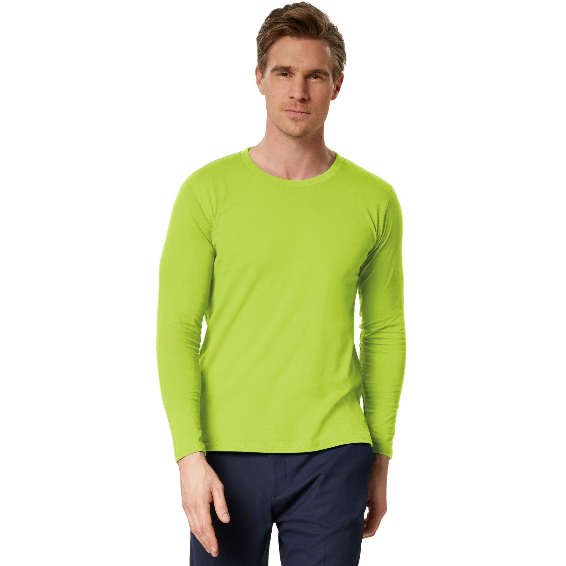 dressforfun Longsleeve Langarmtop, Für viele Outfits & Auftritte, Rundhals mit (Freizeitoberteil, Konfektionsgröße S in hellgrün) Einfarbiges Langarm-Shirt für Männer, Fester Stoff, hoher Tragekomfort