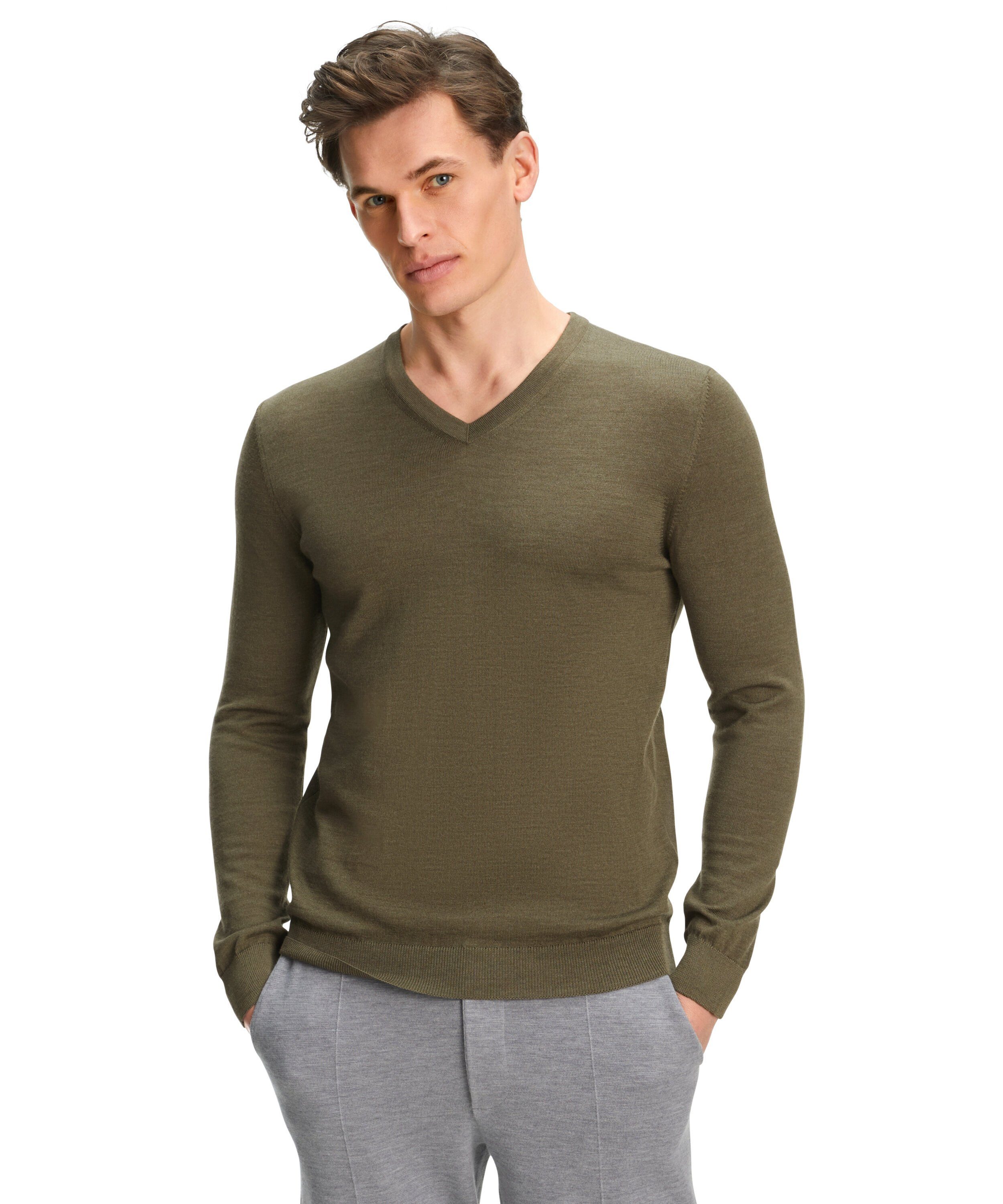 reiner, aus (1-tlg) mel. extrafeiner (7358) FALKE wood Strickpullover Merinowolle