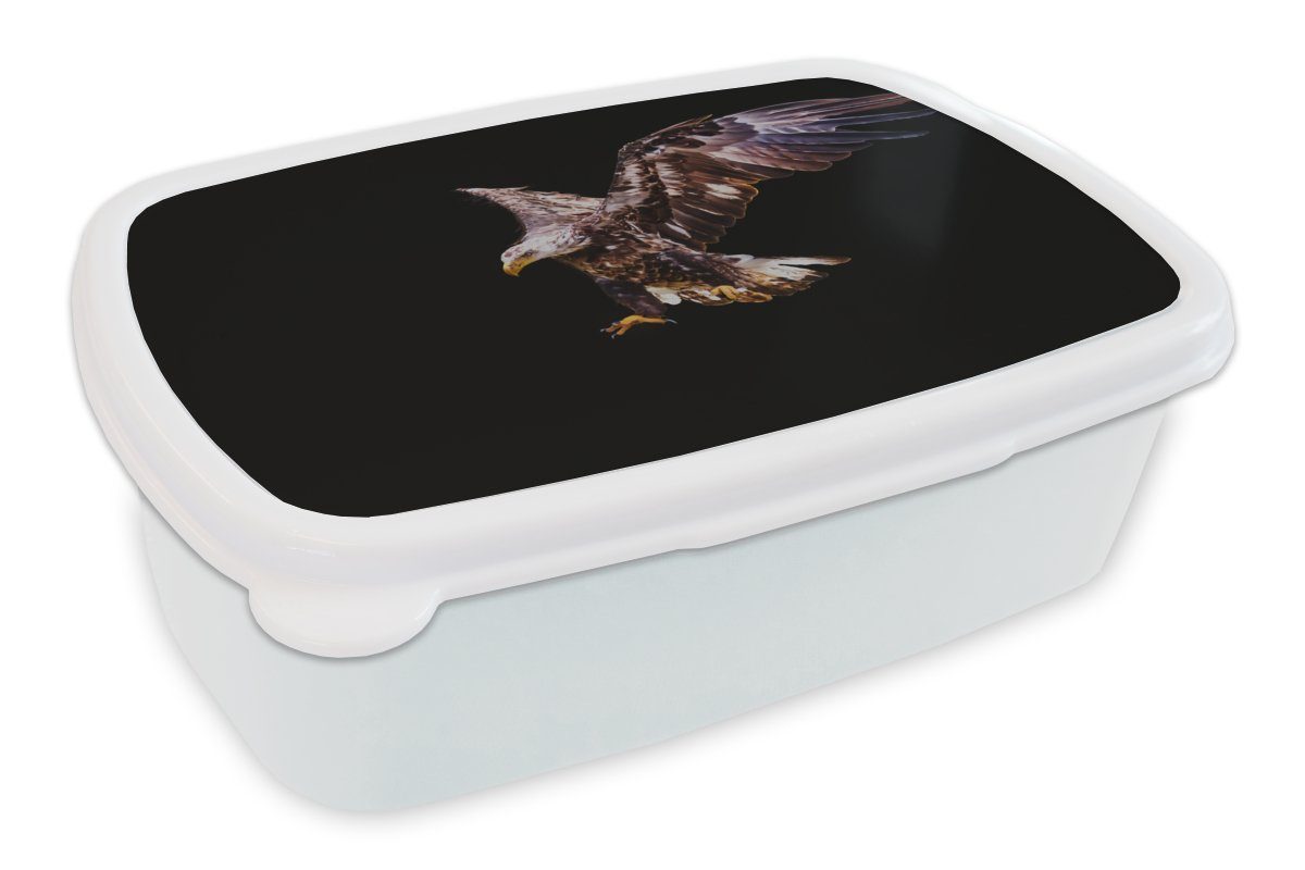 MuchoWow Lunchbox Adler - Vogel - Federn, Kunststoff, (2-tlg), Brotbox für Kinder und Erwachsene, Brotdose, für Jungs und Mädchen weiß