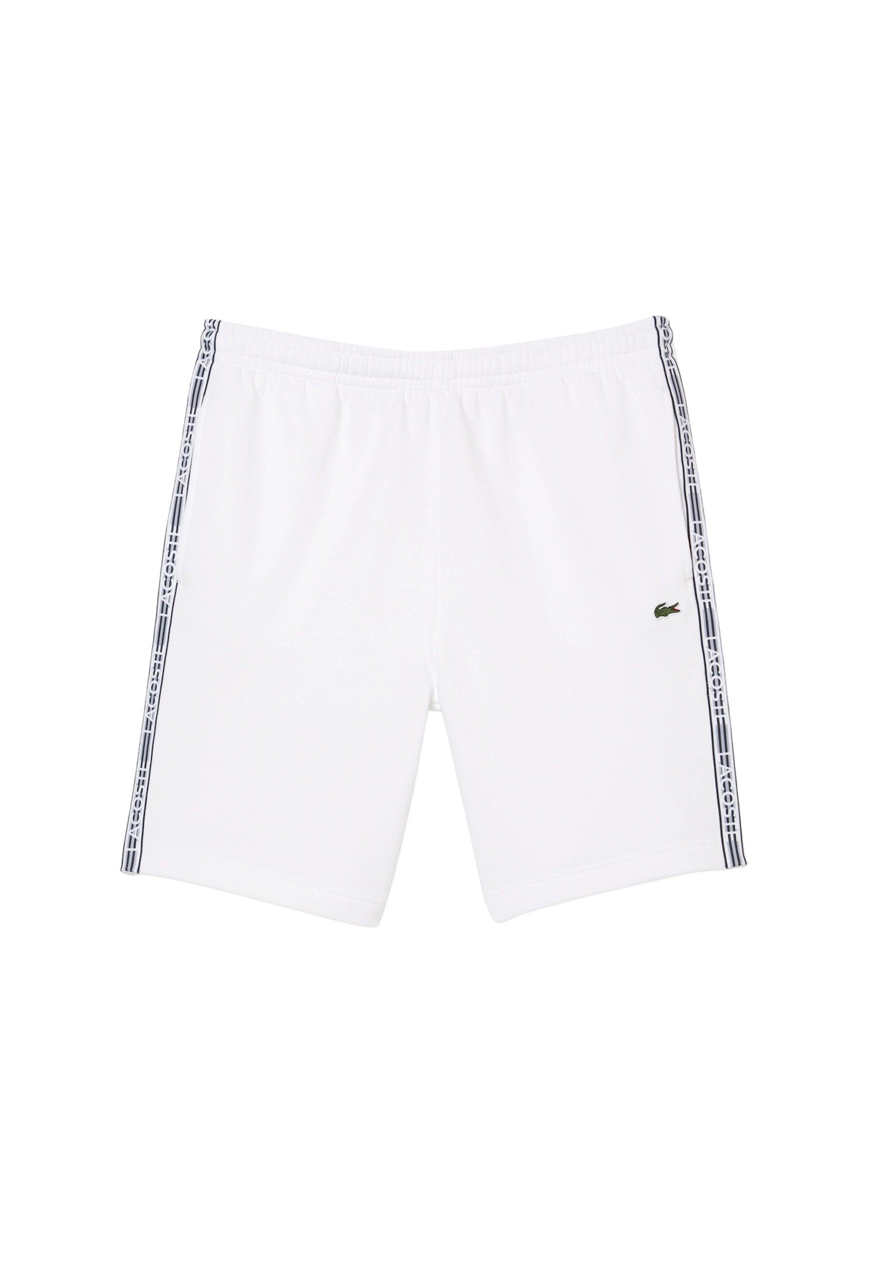 Lacoste Sweatshorts Hose Shorts aus Baumwoll-Flanell mit elastischem (1-tlg) weiß