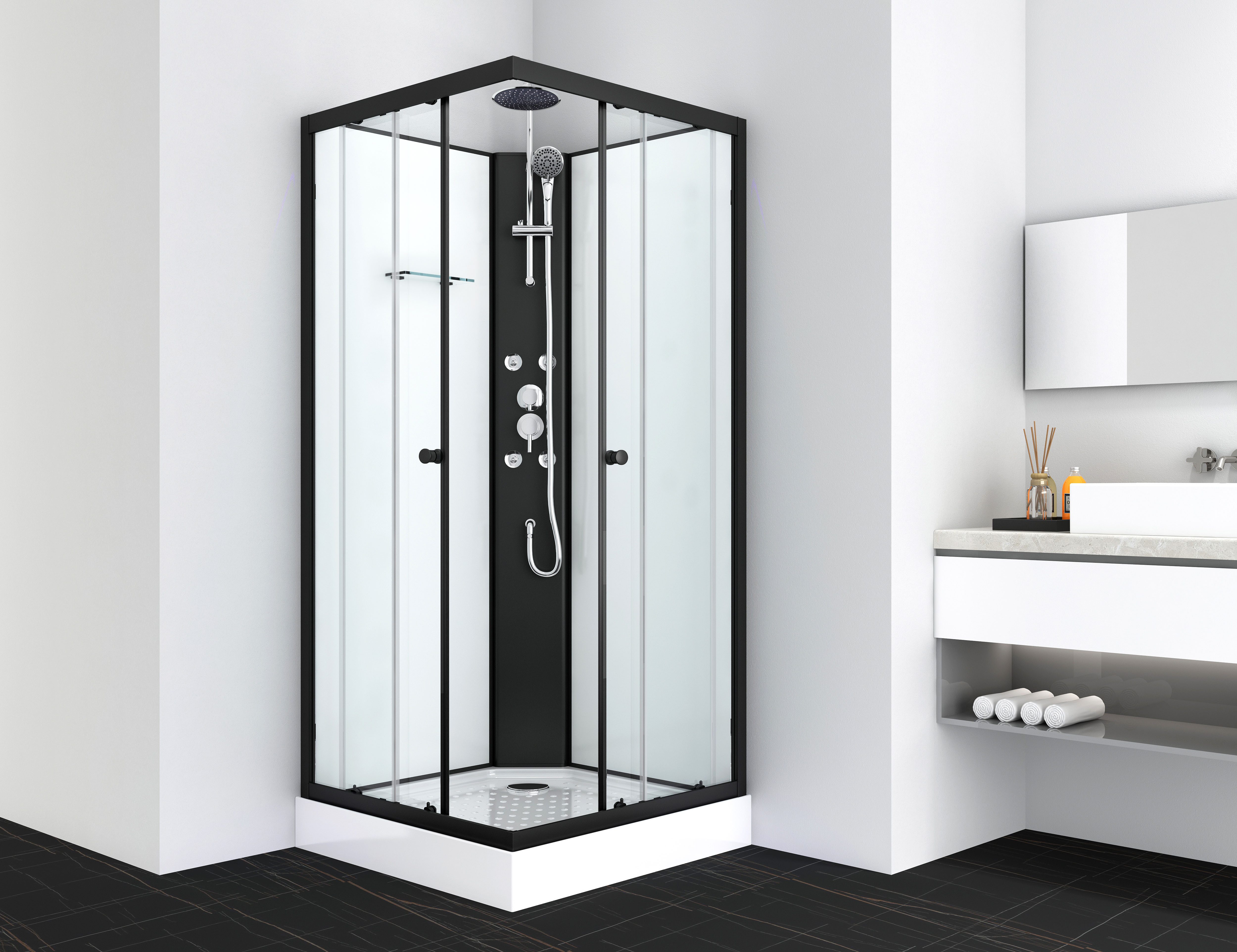 Sanotechnik Komplettdusche Komplettduschkabine STIL, BxT: 90x90 cm, Sicherheitsglas, Maße: 90x90x225cm