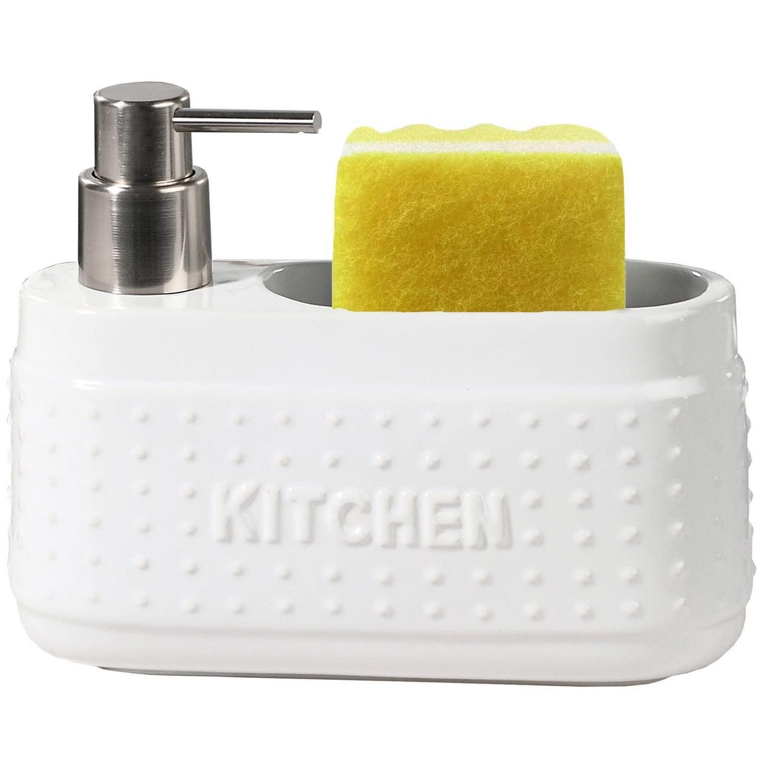 LuxusKollektion Spülmittelspender Spülmittelspender Keramik mit Schwammhalter 600ml