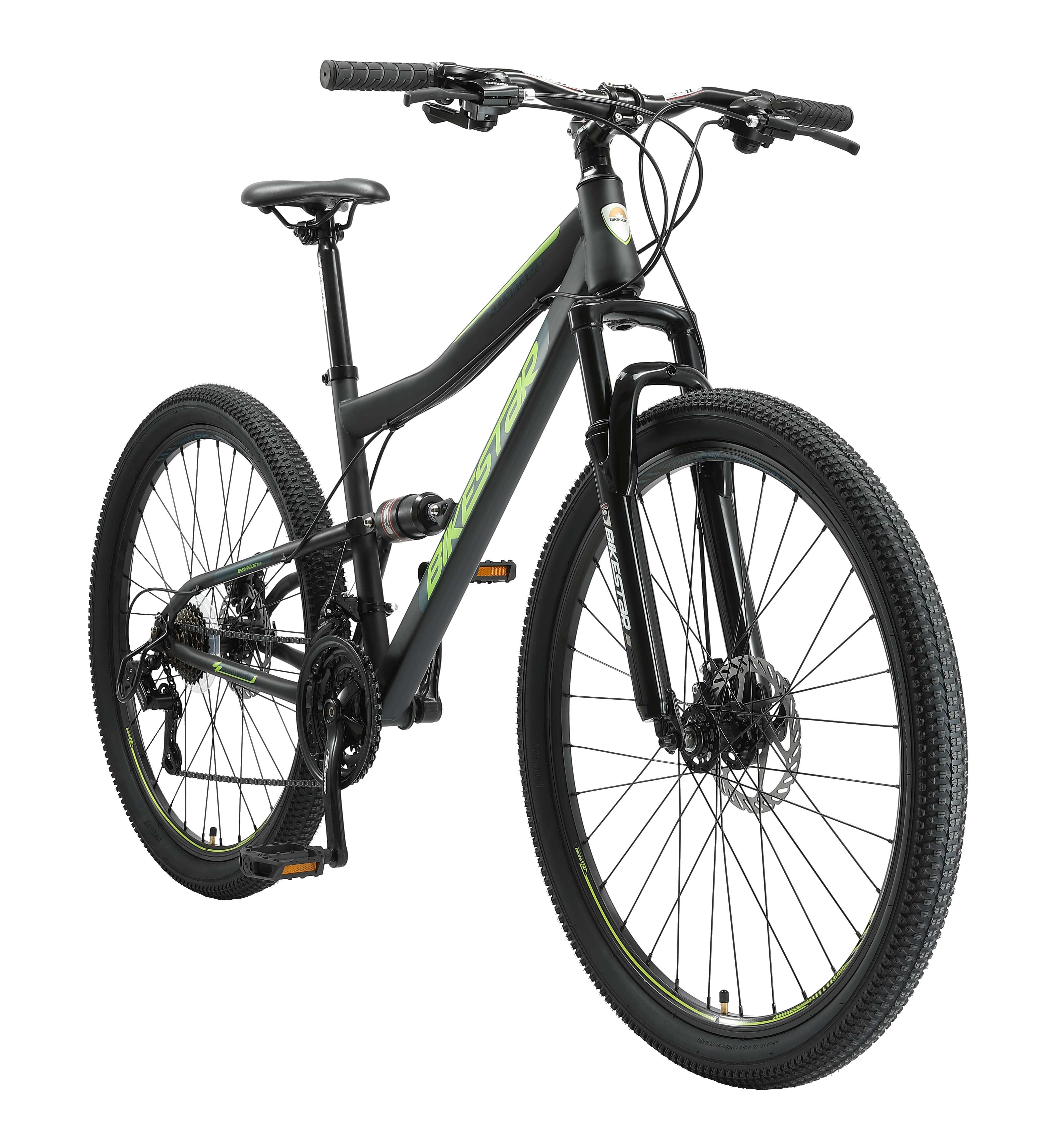 Bikestar Mountainbike 27.5 Zoll, ab 160 cm, Damen, Herren, 21 Gang Shimano Tourney RD-TY300 Schaltwerk, Kettenschaltung, Scheibenbremse, Rahmen 43 cm, Vollgefedert