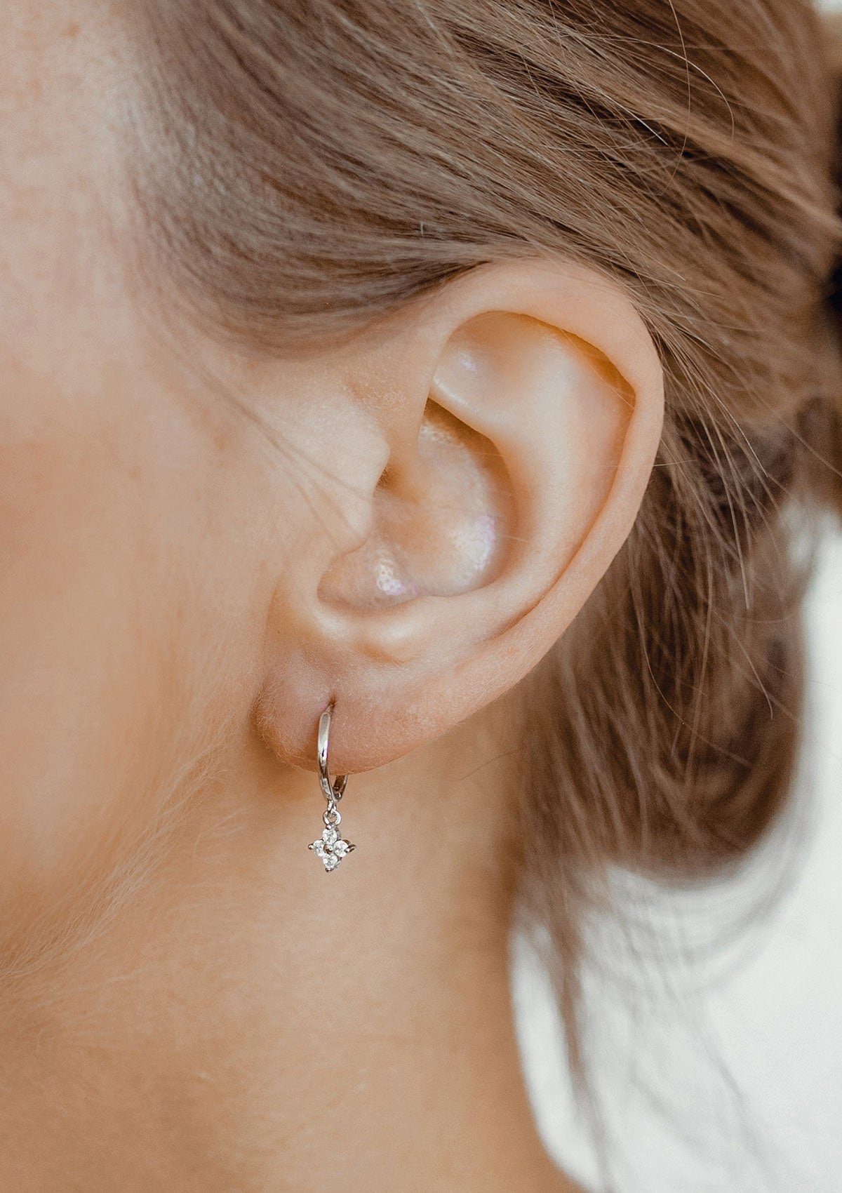 Hey Happiness Paar Creolen Blume Kristall, 18K Vergoldetes 925er Silber, Da günstig online kaufen