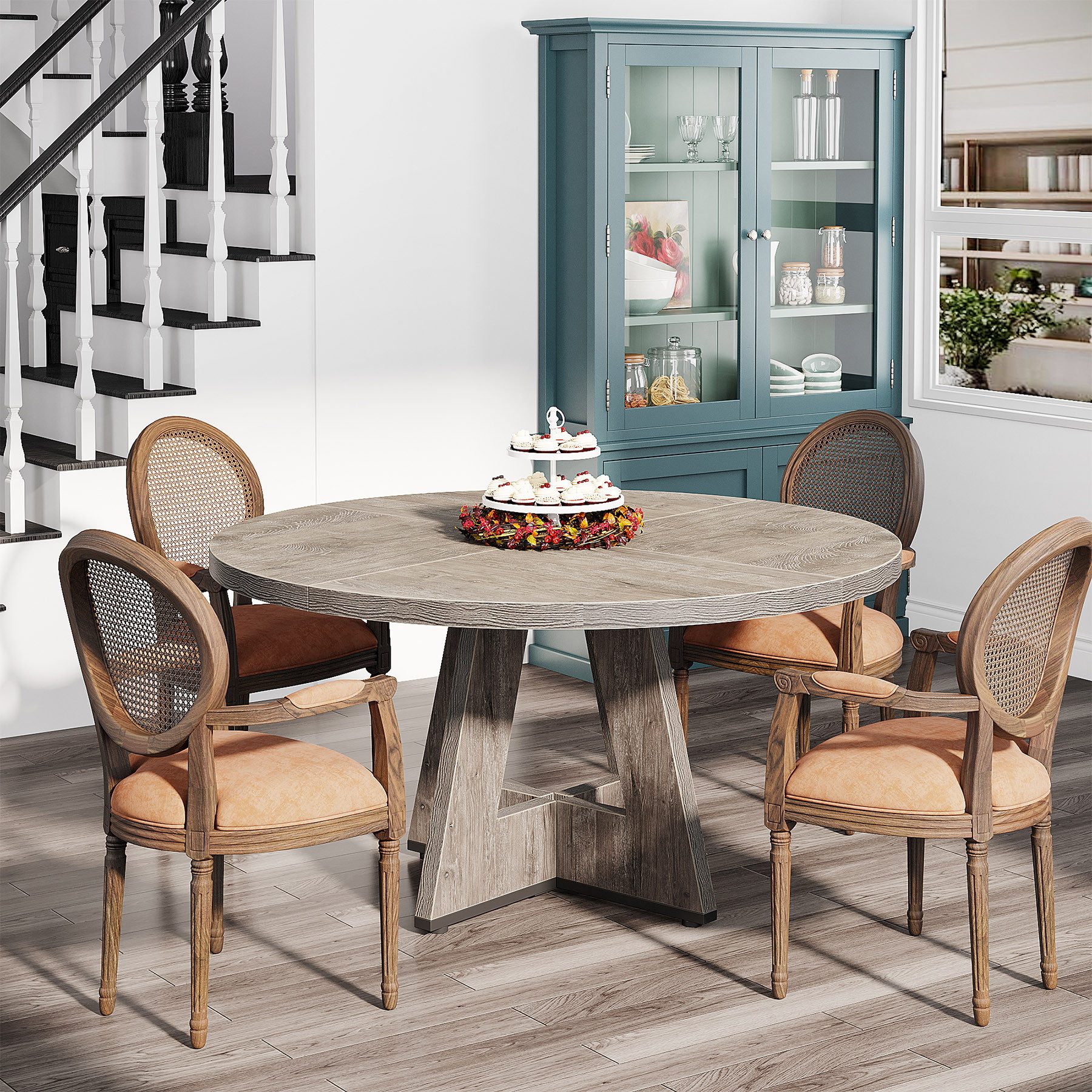 Tribesigns Esstisch Runder Esstisch, Küchentisch für Esszimmer Wohnzimmer, 120 cm