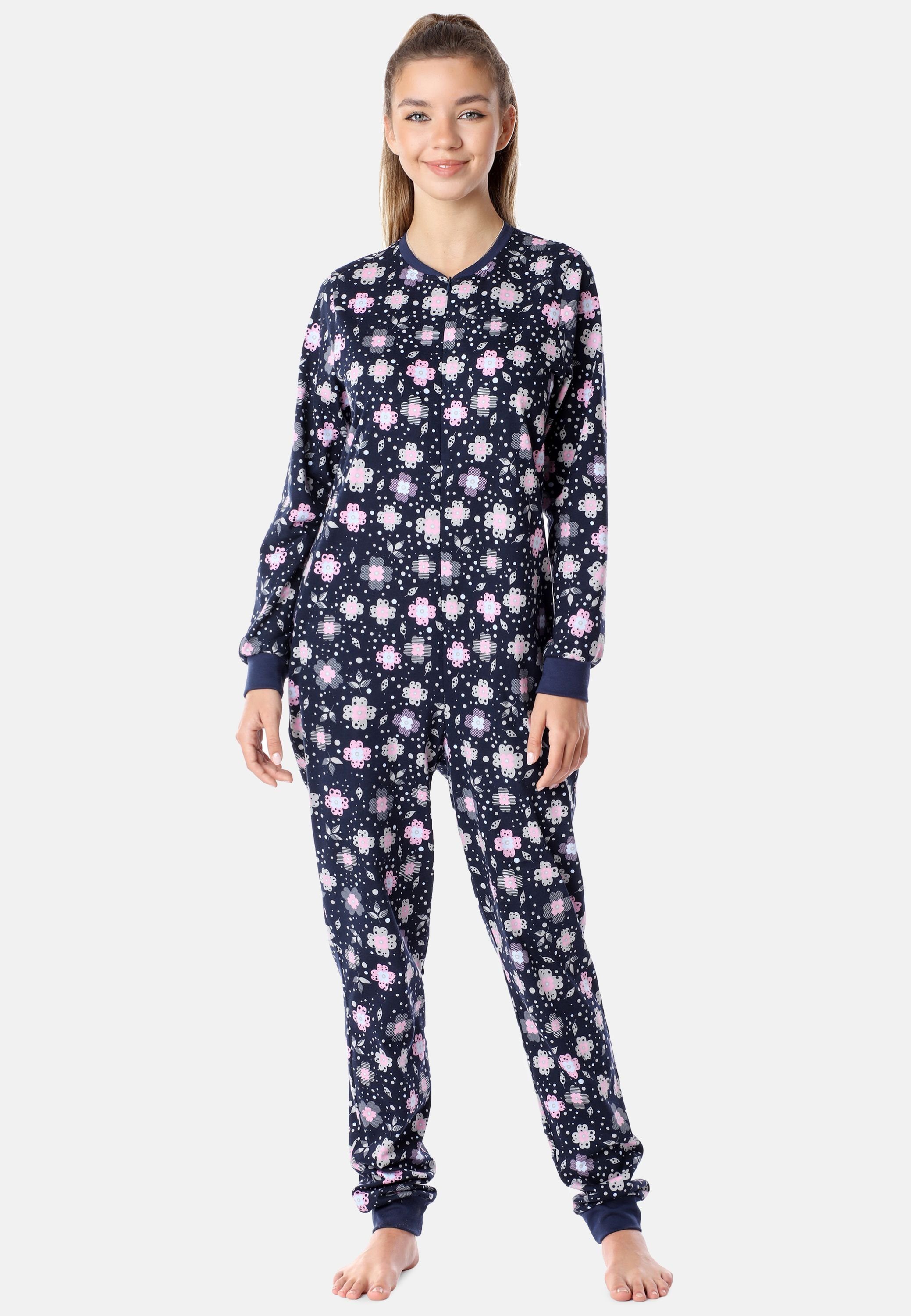 Mädchen Schlafanzug Schlafanzug MS10-235 Style Schlafoverall Jugend Merry Marine/Blumen