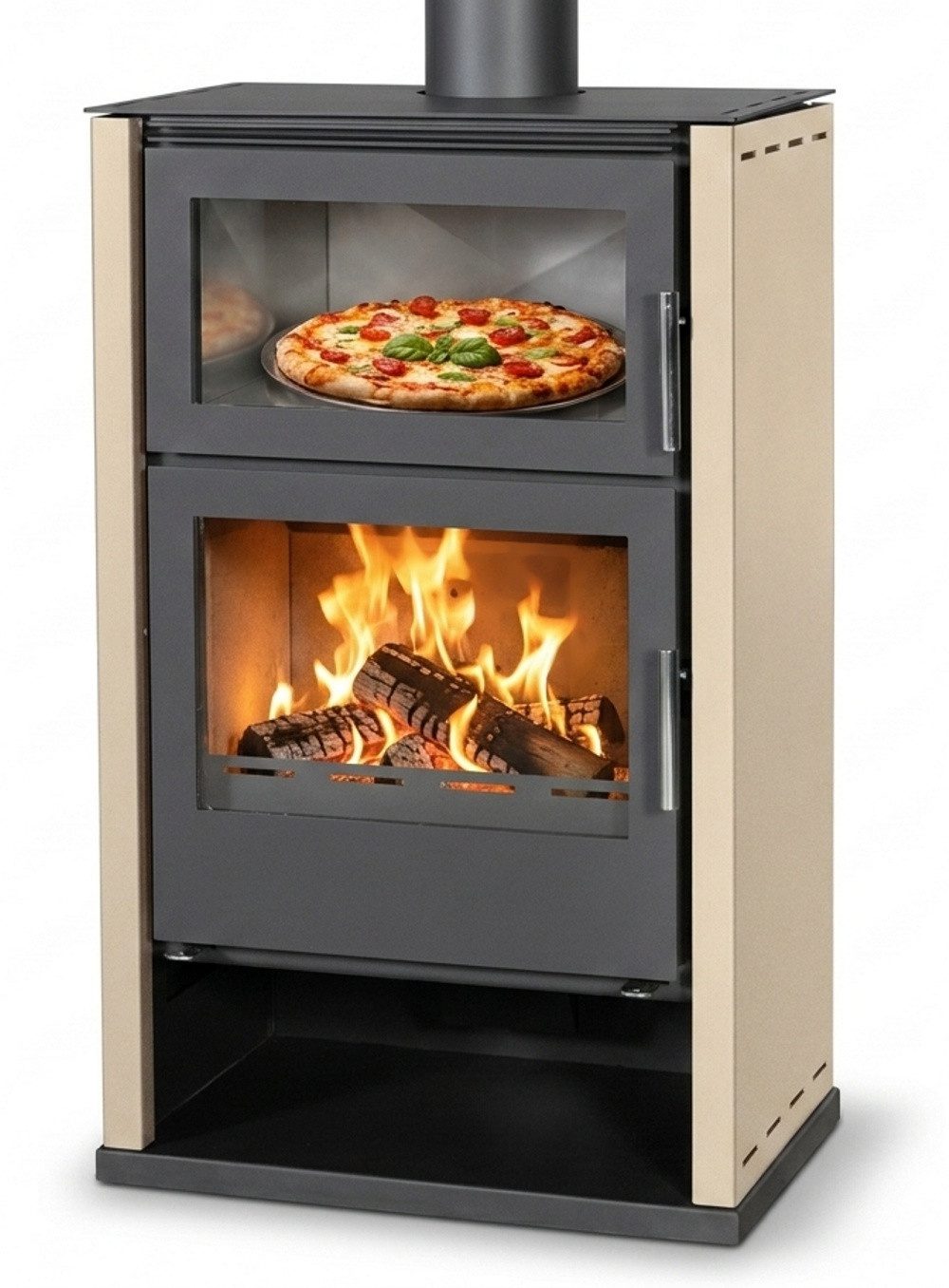 Victoria 05 Kaminofen Modena F ivory mit Backfach + ext. Zuluft - 11,5 kW, 11,53 kW