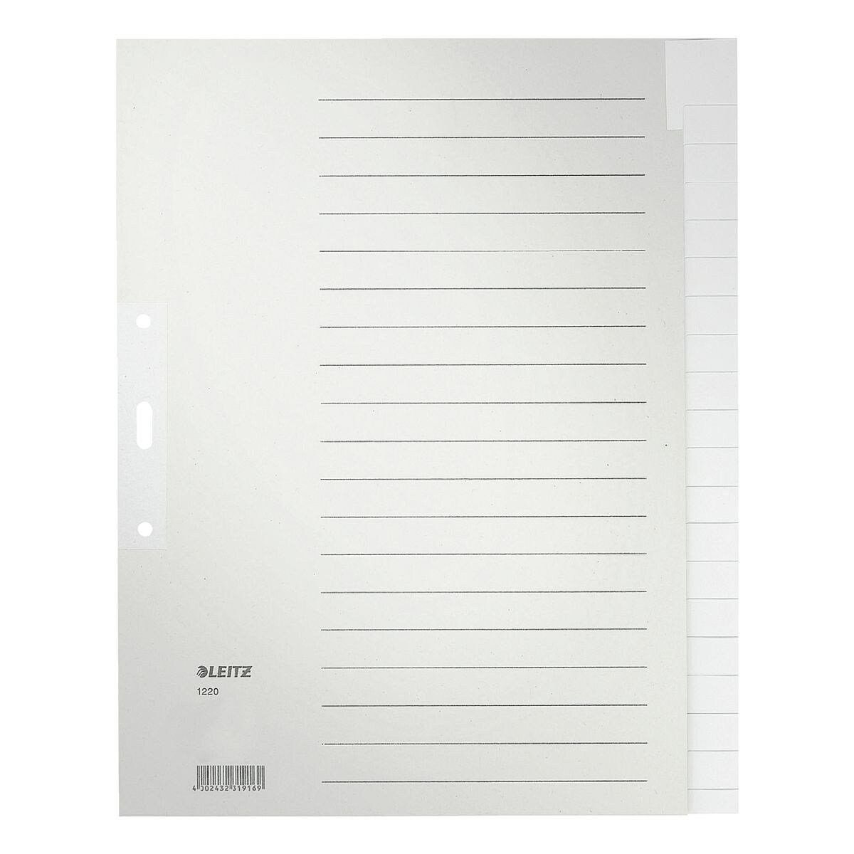 LEITZ Aktenordner 1220-00-85, Register blanko, DIN A4 Maxi, 20-tlg., Papier