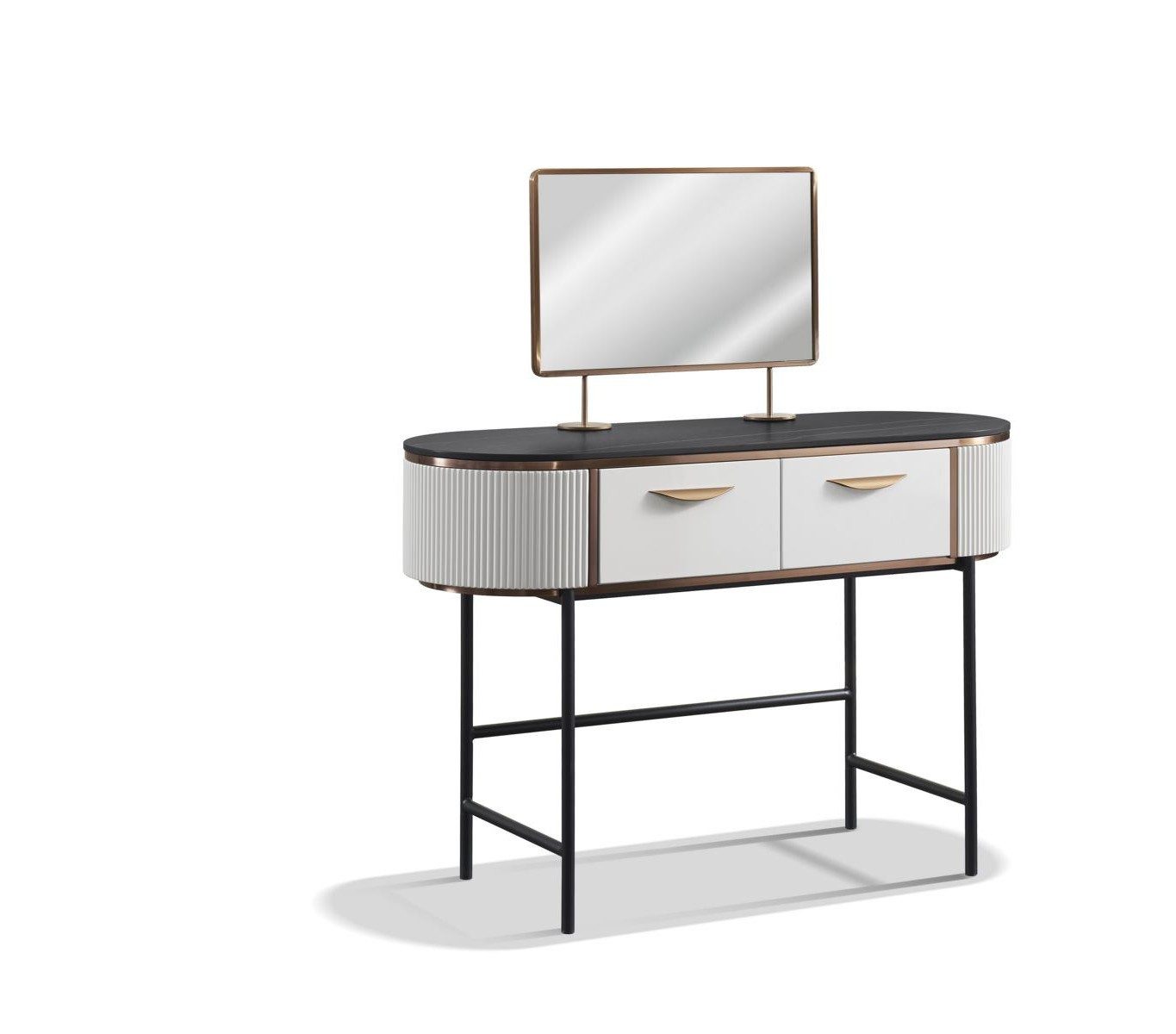 Xlmoebel Schminktisch Holz Konsolentisch Natur mit Edelstahl-Details, modernes Design, Made in Europa