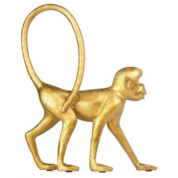 Moritz Dekofigur Deko-Figur Affe spaziert langer Schwanz aus Polyresin gold, Dekofigur aus Polyresin Dekoelement Dekoration Figuren