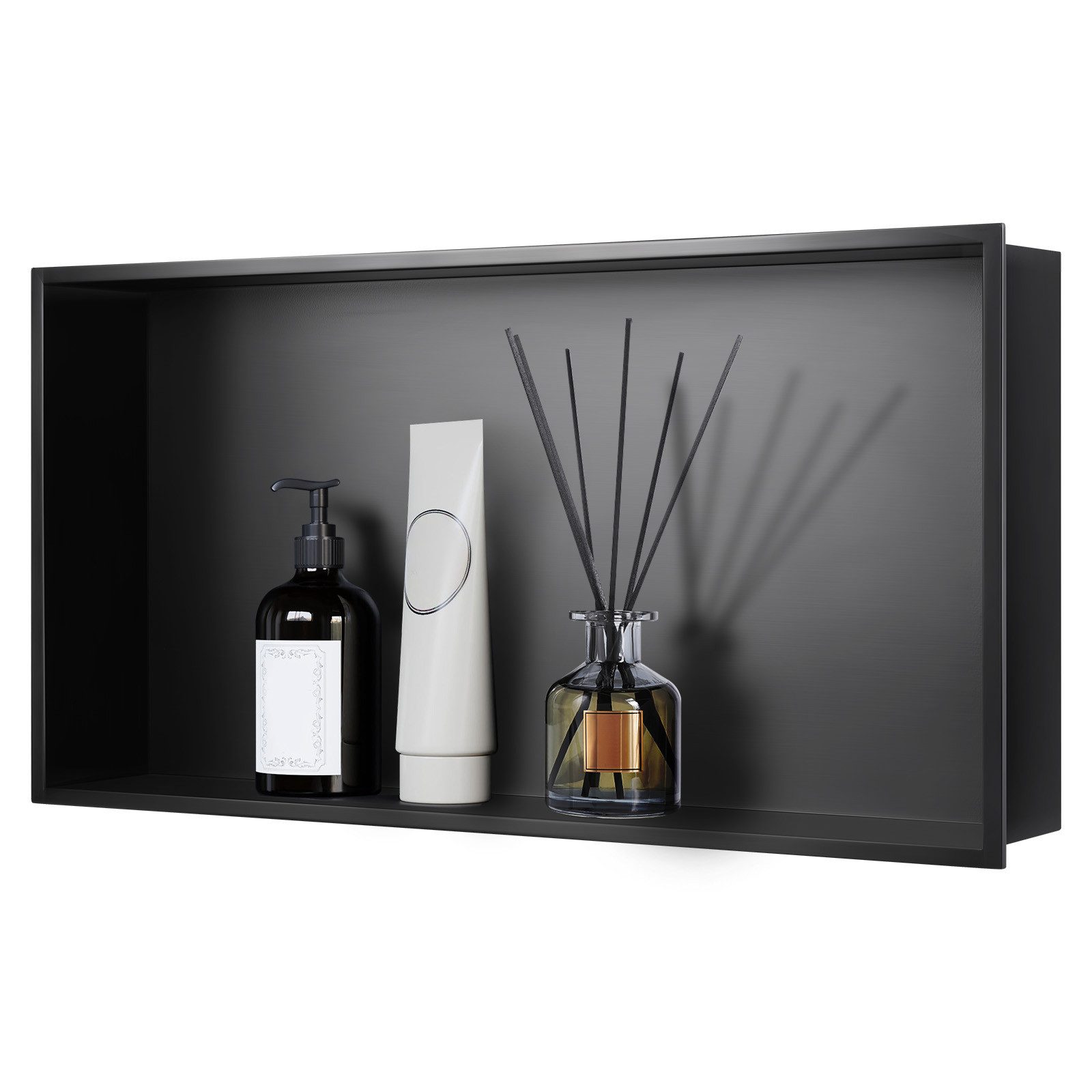JOYOLEDER Duschwand Edelstahl, Wandnische 60x30x10cm Schwarz