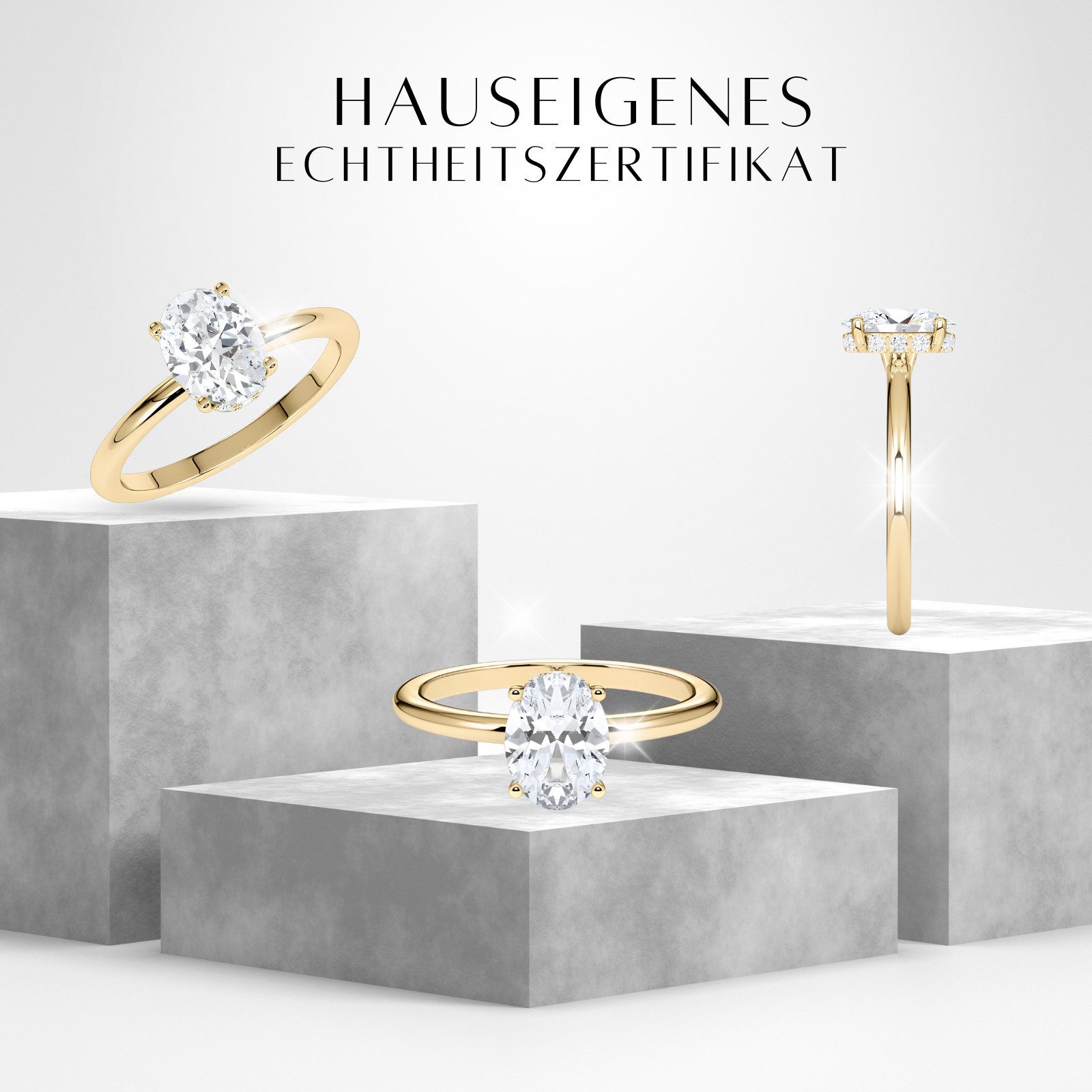 Adam & Eve Diamantring 750/- Gold - großer Diamant 1,00ct + 12 x 0,07ct Brillanten (Verlobungsring + Ringbox, LAB02 Diamantring), Lab Grown Diamonds - Nachhalti – Bild 5 von 5