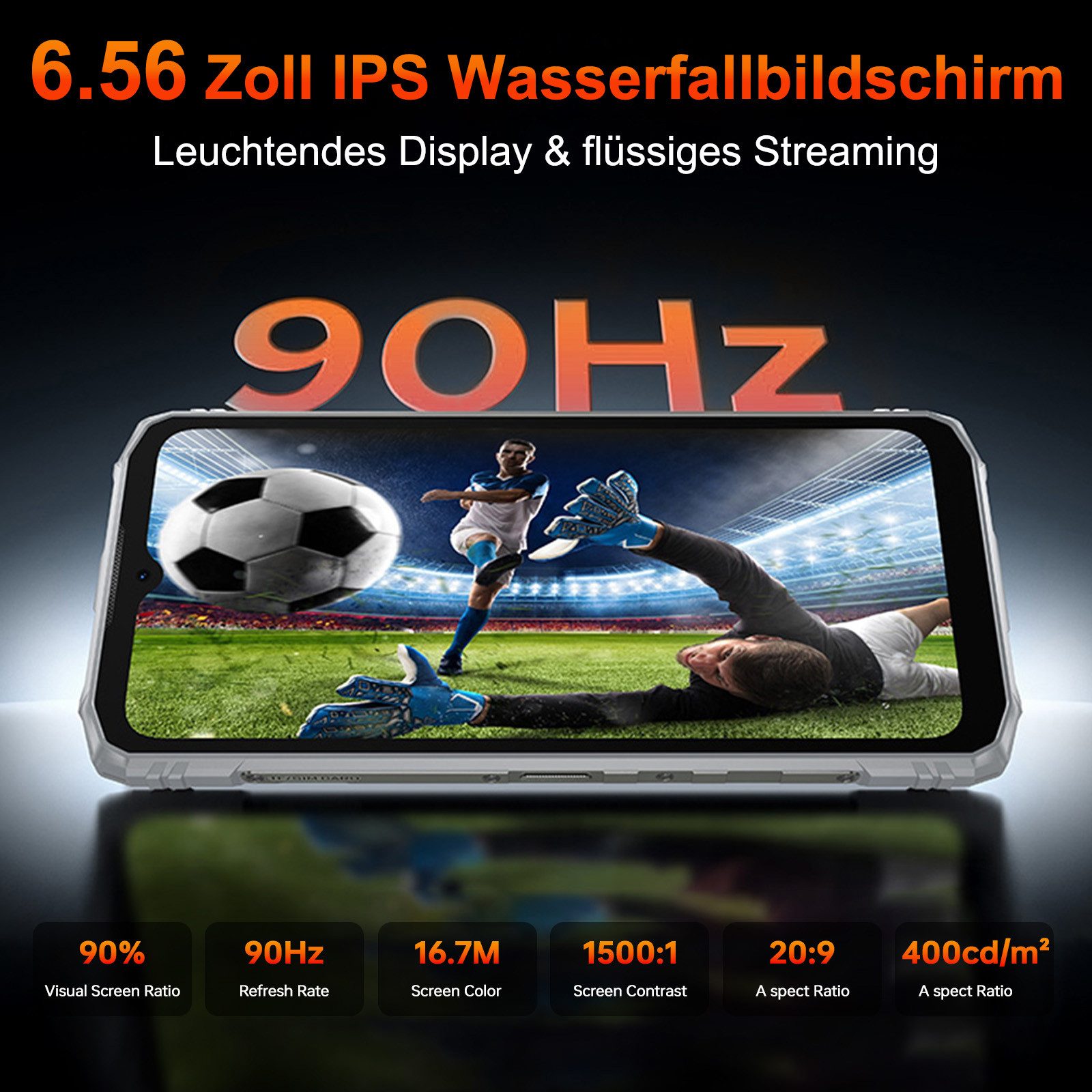 DOOGEE Blade 10 Pro Energy Android 15 Smartphone (16,67 cm/6.56 Zoll, 256 GB Speicherplatz, 50 MP Kamera, IP68 Wasserdicht Baustellenhandy, 6150mAh, Dual SIM 4G, NFC, OTG, GPS)