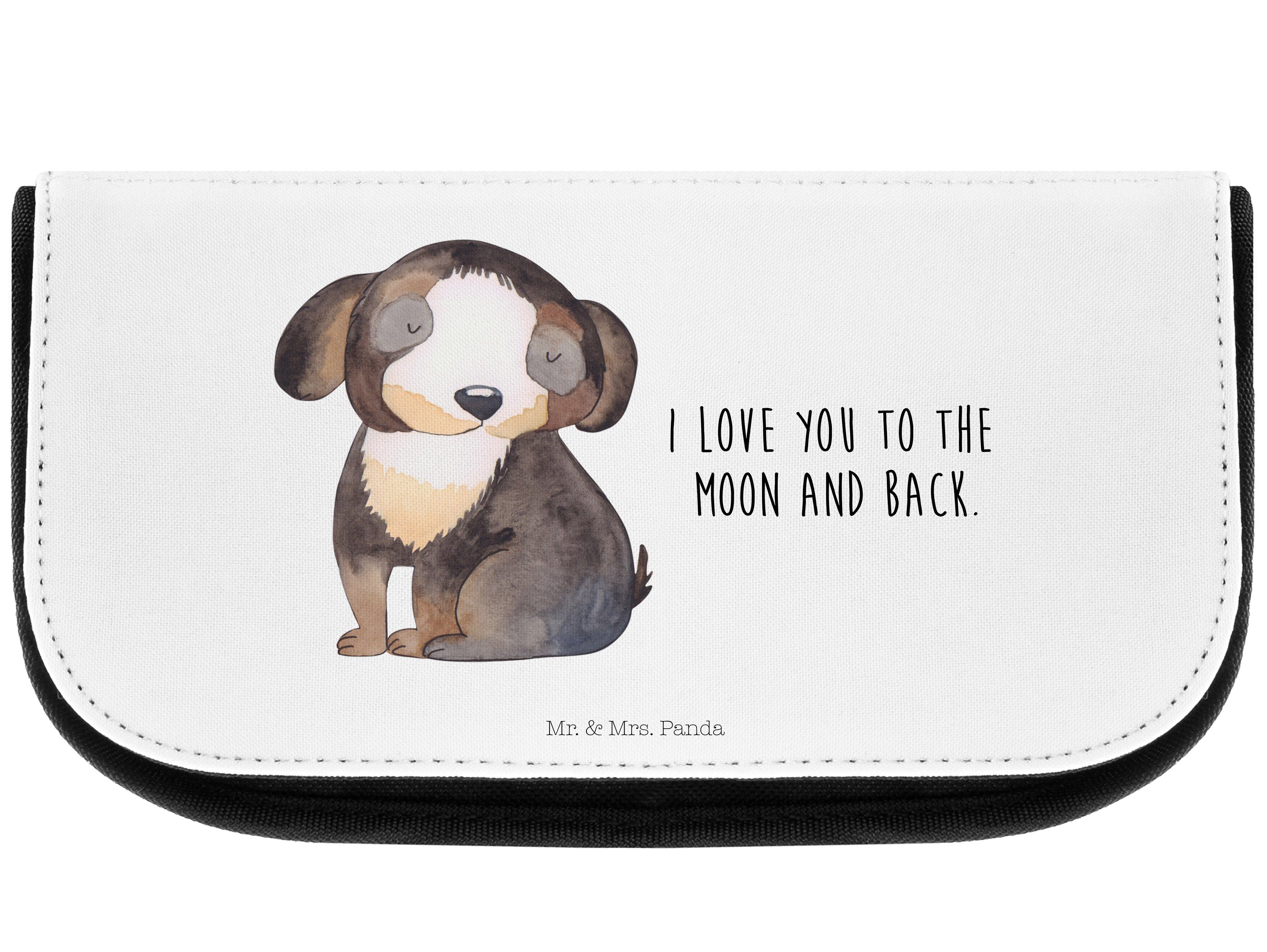 Mr. & Mrs. Panda Kosmetiktasche Hund entspannt - Weiß - Geschenk, Hundeglück, schwarzer Hund, Schmink (1-tlg)
