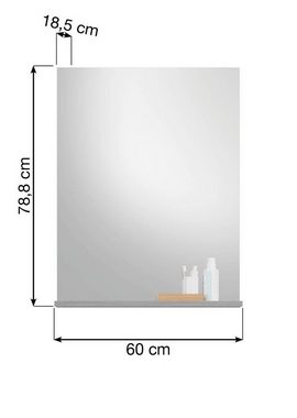 xonox.home Badspiegel Scout (Wandspiegel in grau Rauchsilber, Breite 60 cm), mit Ablage
