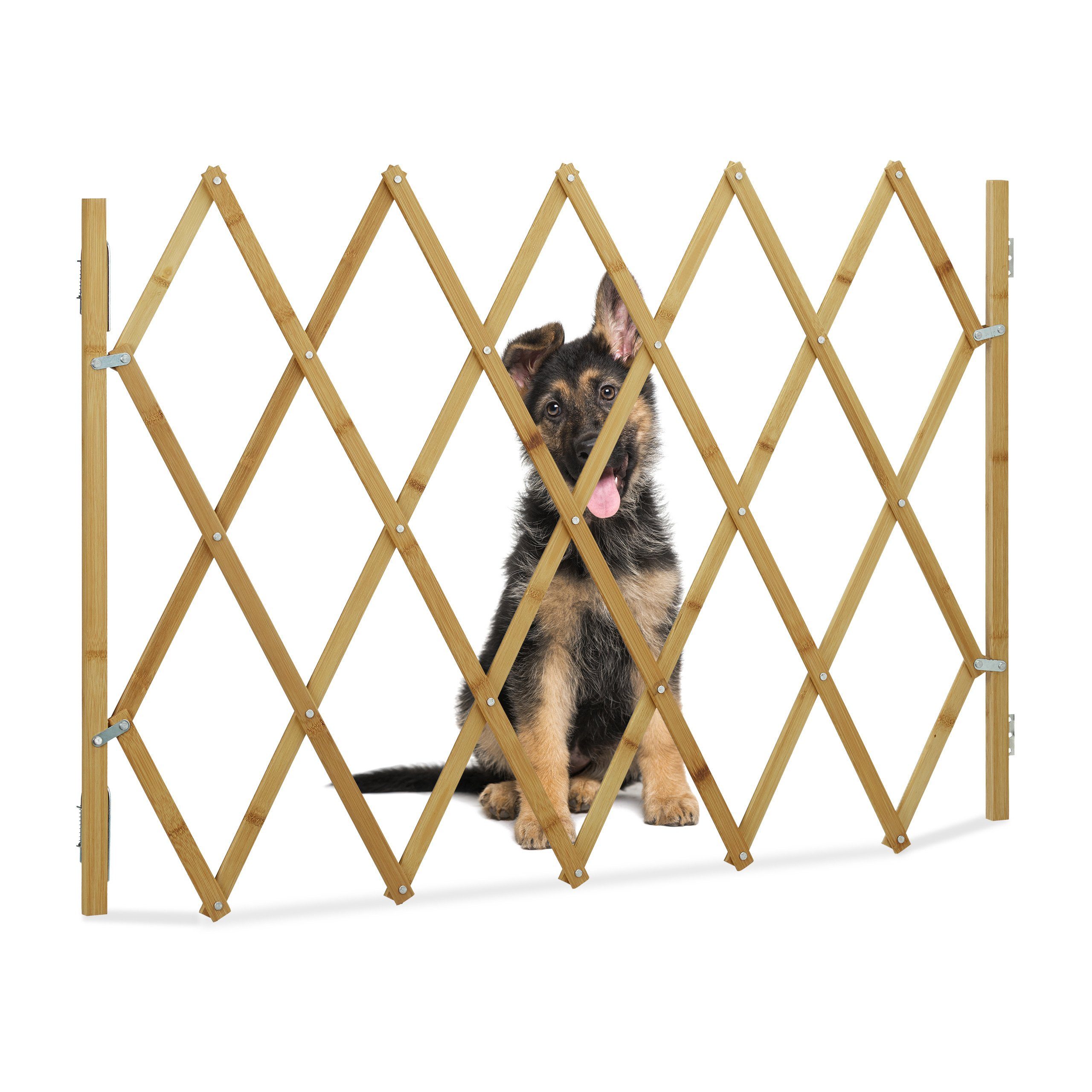 relaxdays Treppenschutzgitter Ausziehbares Hundeabsperrgitter Bambus günstig online kaufen