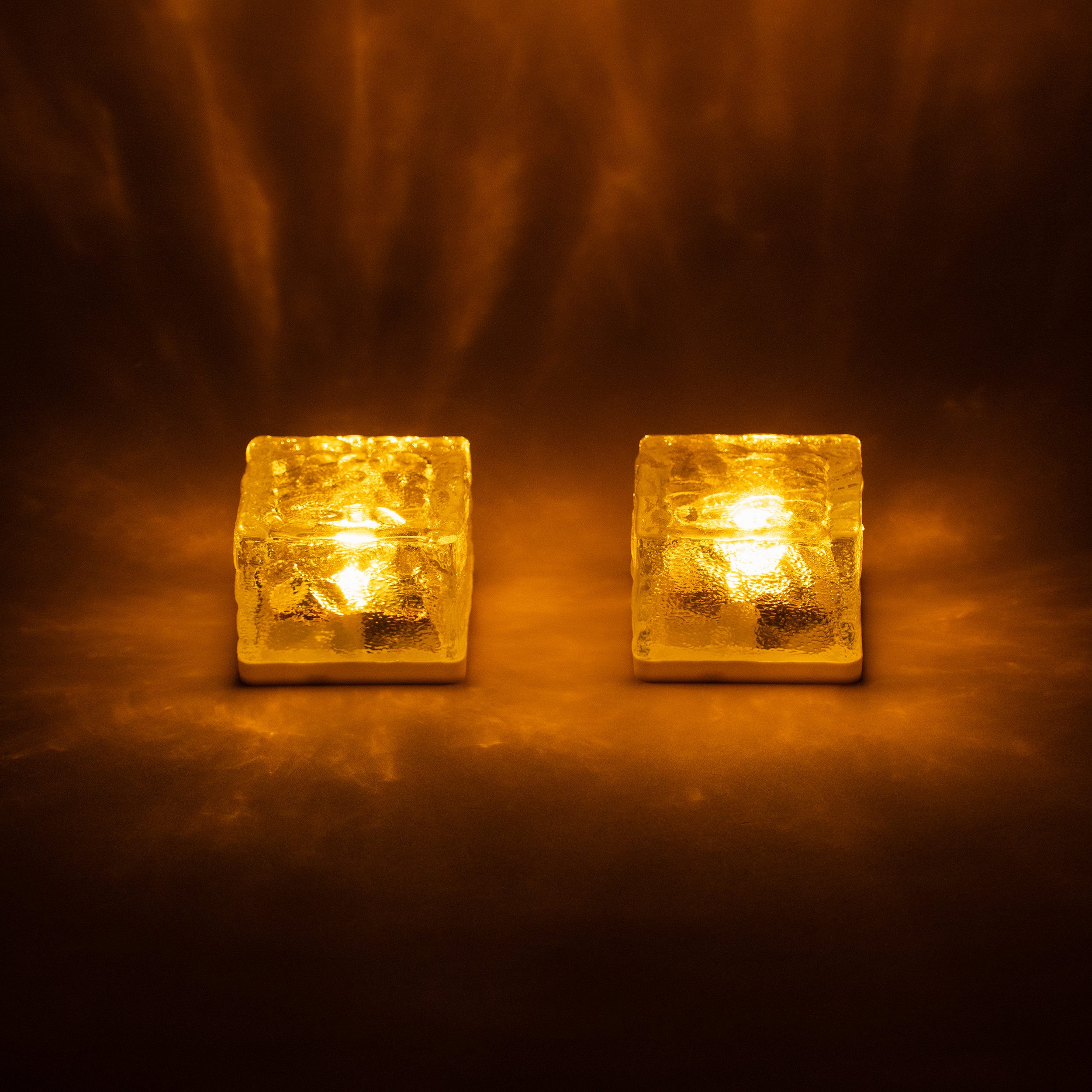 esotec LED Solarleuchte 2er Set Leuchtsteine 7x7x5cm 10mm-Glas 1800k bernstein-LEDs 103313
