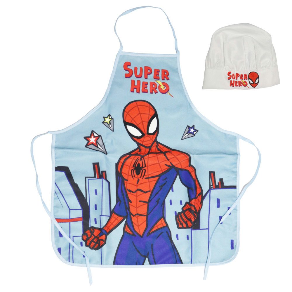 MARVEL Kochschürze Marvel Spiderman Kinder Backschürze mit Mütze 3-6 Jahre, (2-tlg)